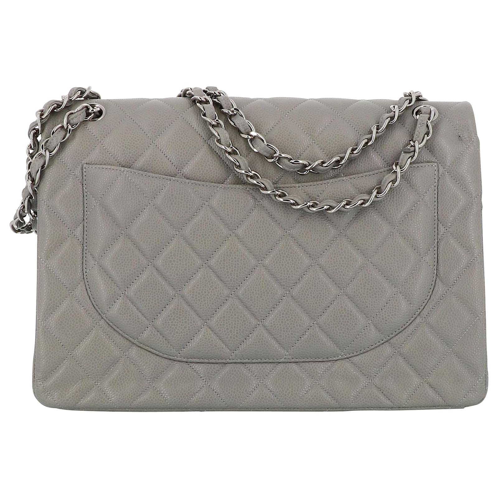 Chanel Jumbo Grey Leather ref.229214 Joli Closet