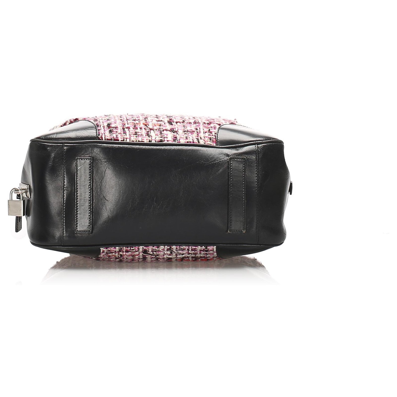 Prada Pink Tweed Shoulder Bag Black Leather Wool Pony-style calfskin Cloth  ref.229738 - Joli Closet