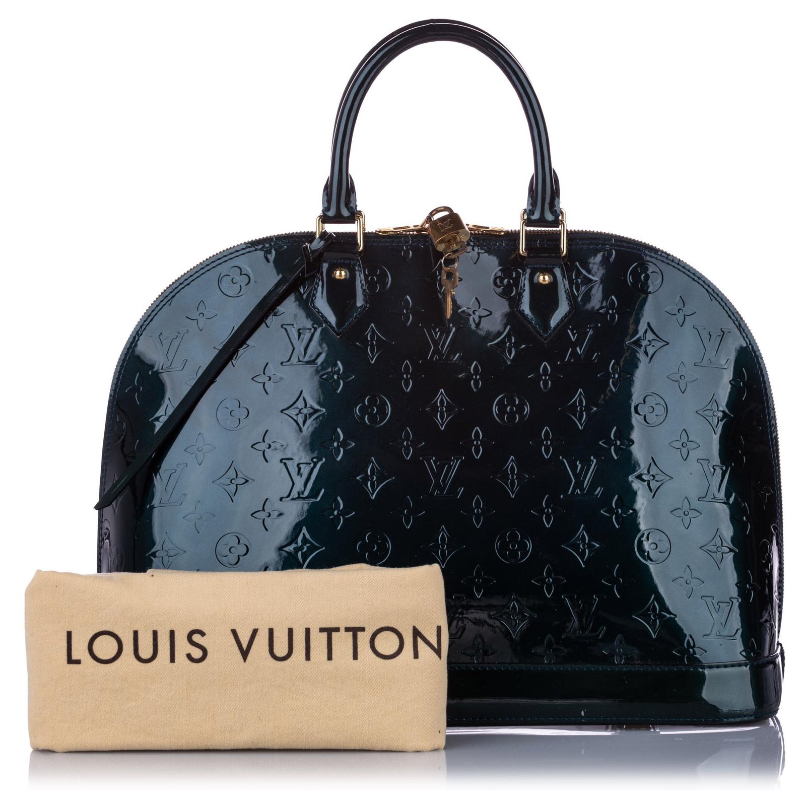 Louis Vuitton Alma MM Vernis Handbag in Green Patent Leather ref