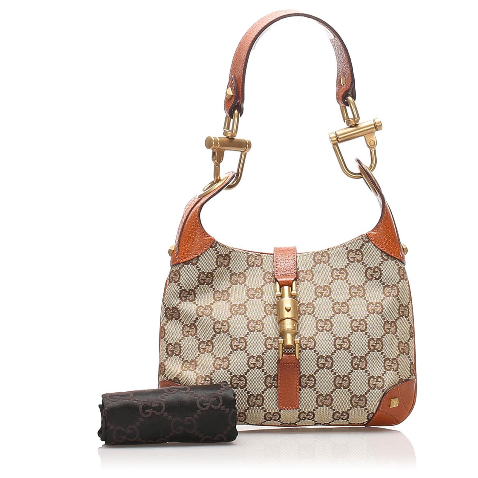Tan Gucci GG Canvas Jackie Piston Lock Tote Bag – Designer Revival