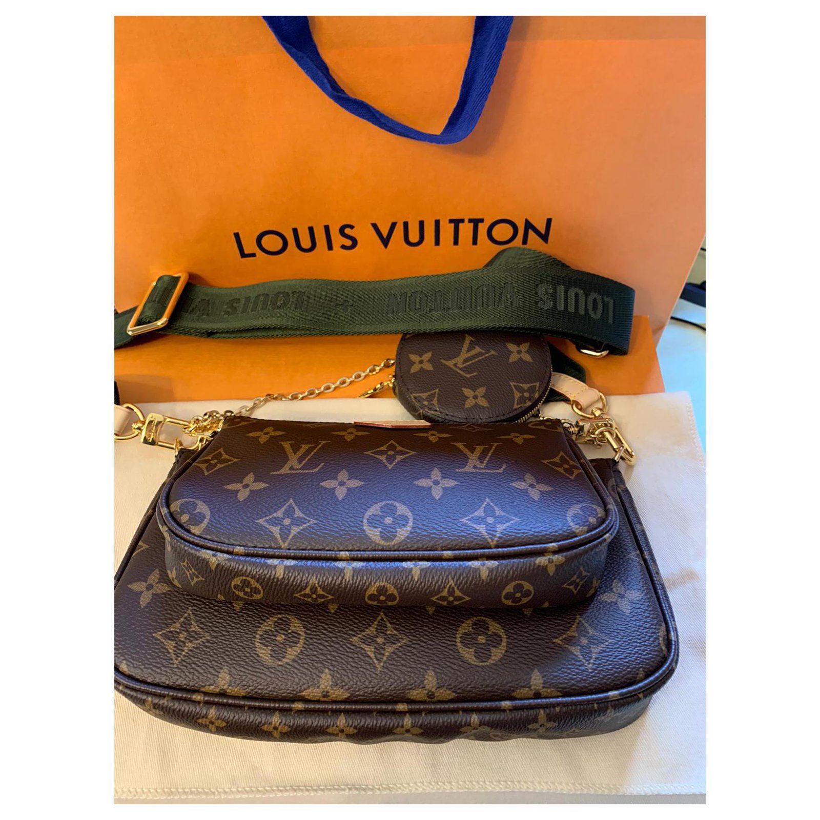 Louis Vuitton Pochette Accessories multicolour white Linen ref.778300 -  Joli Closet
