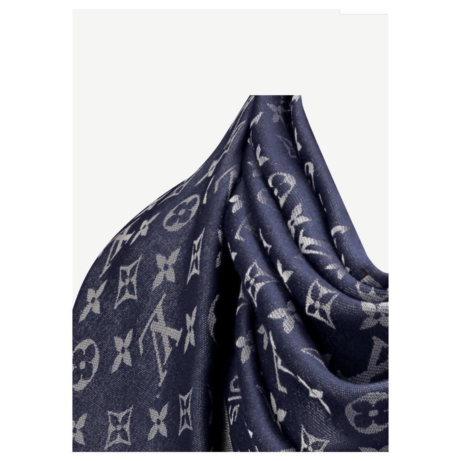 Louis Vuitton scialle Monogram Shine Blu notte Nuovo M73658