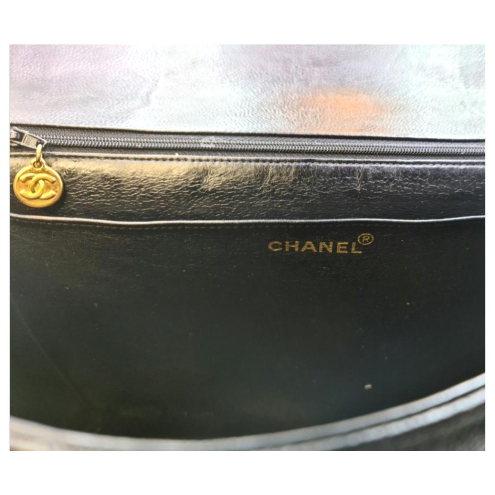 Vintage Chanel Top handle bag with 24K gold hardware Black Leather ref ...