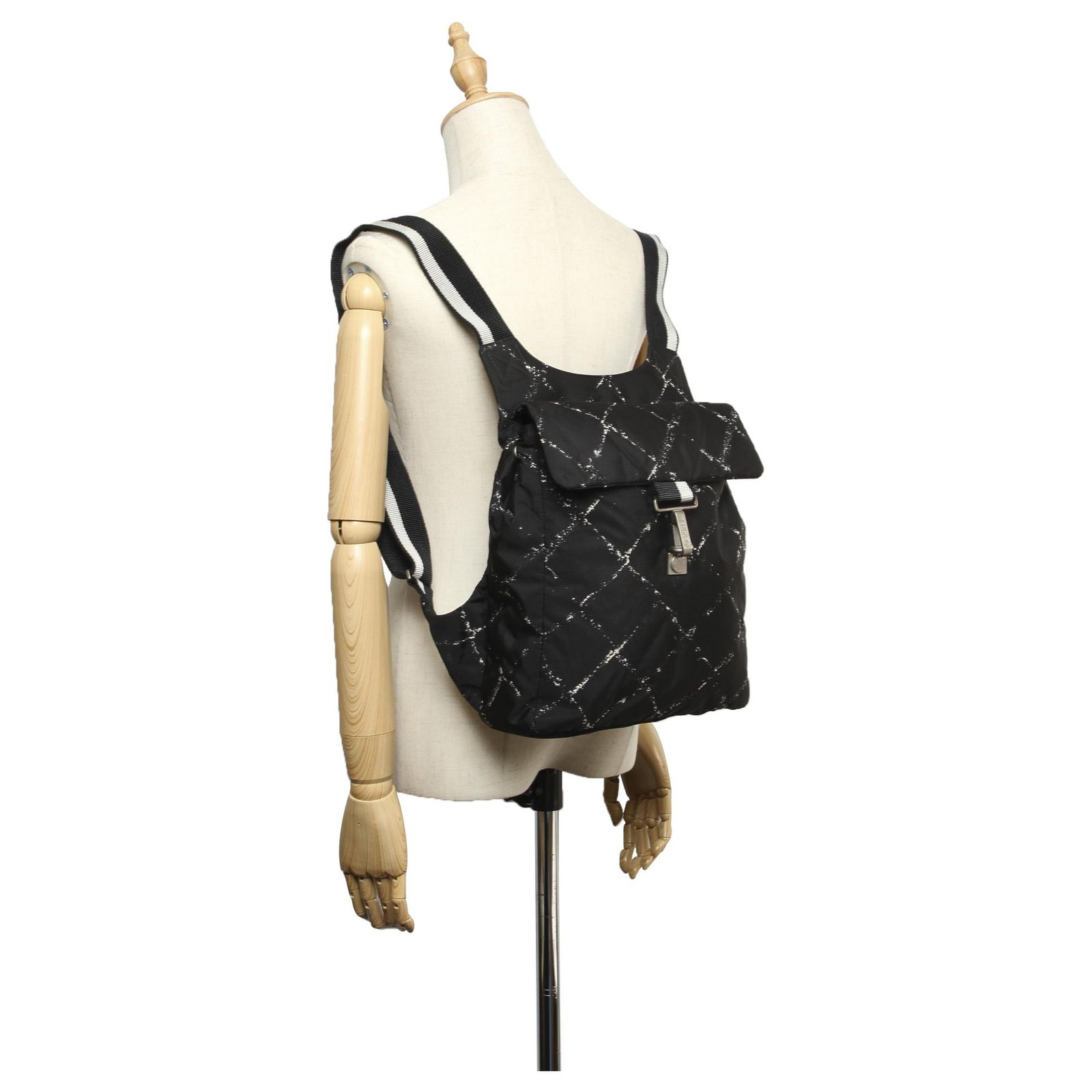 Chanel Black Nylon Old Travel Line Backpack Chanel