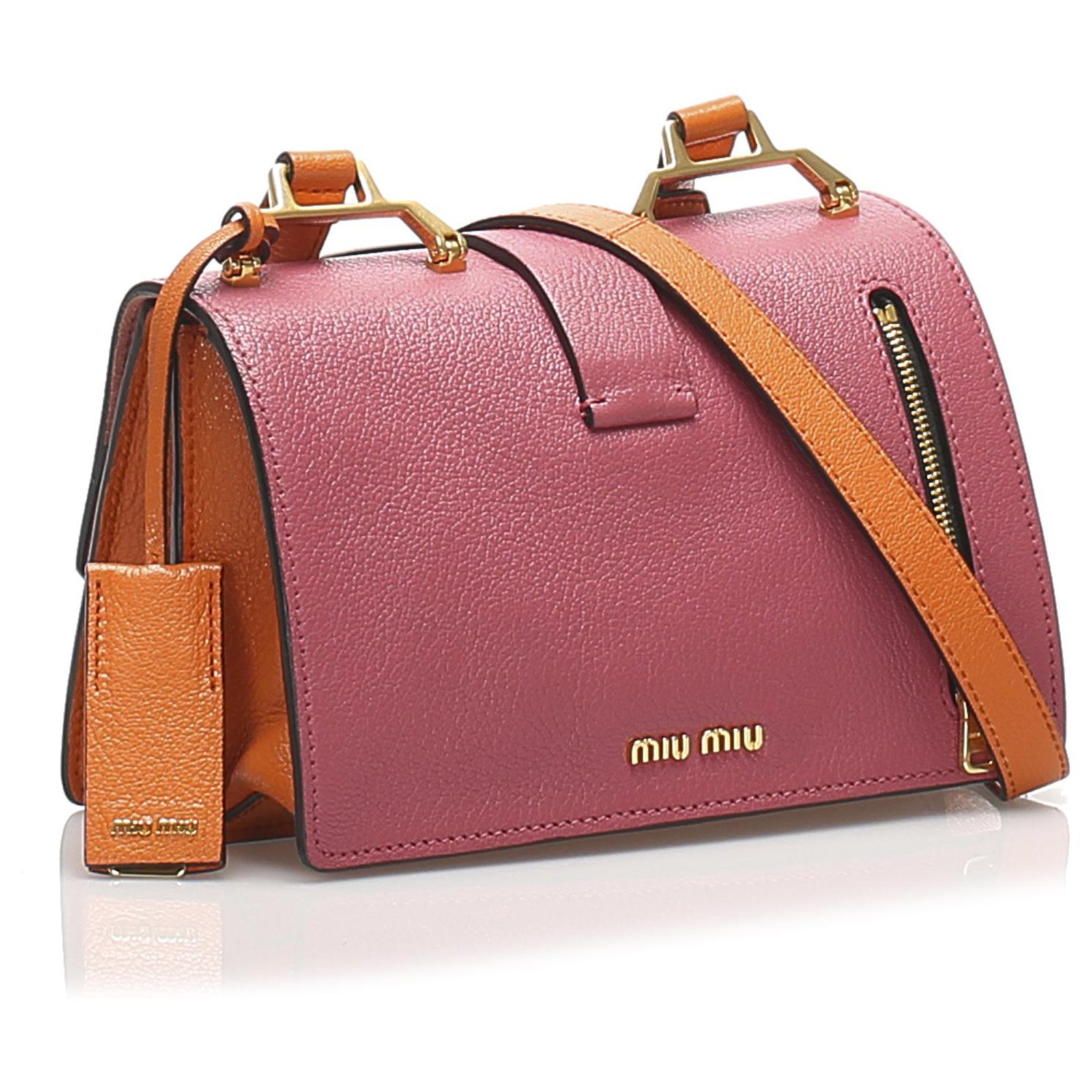 Miu Miu Orange Leather Madras Crossbody Bag Miu Miu