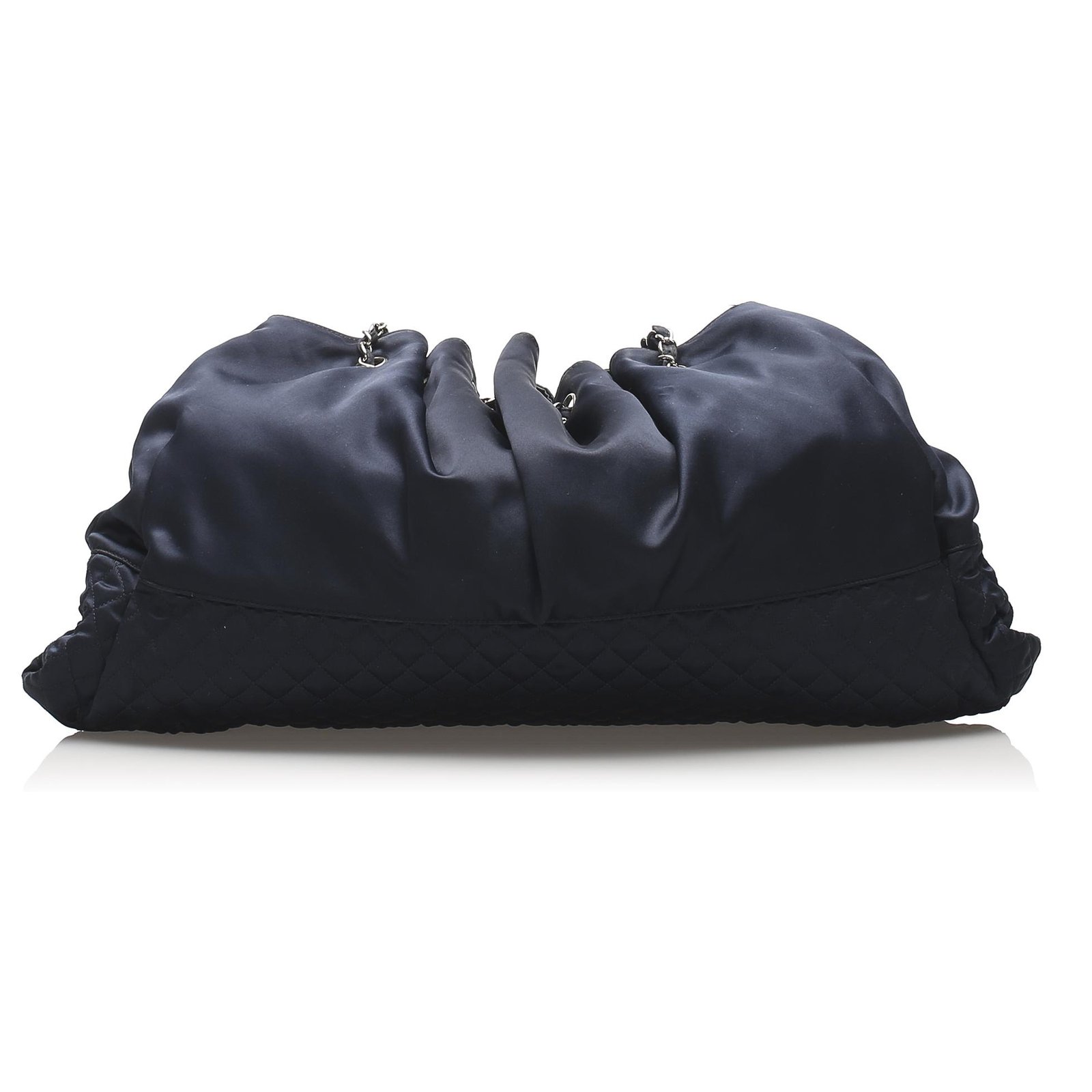 CHANEL　メルローズ Chanel Blue CC Melrose Cabas Satin Tote Bag Navy blue Metal