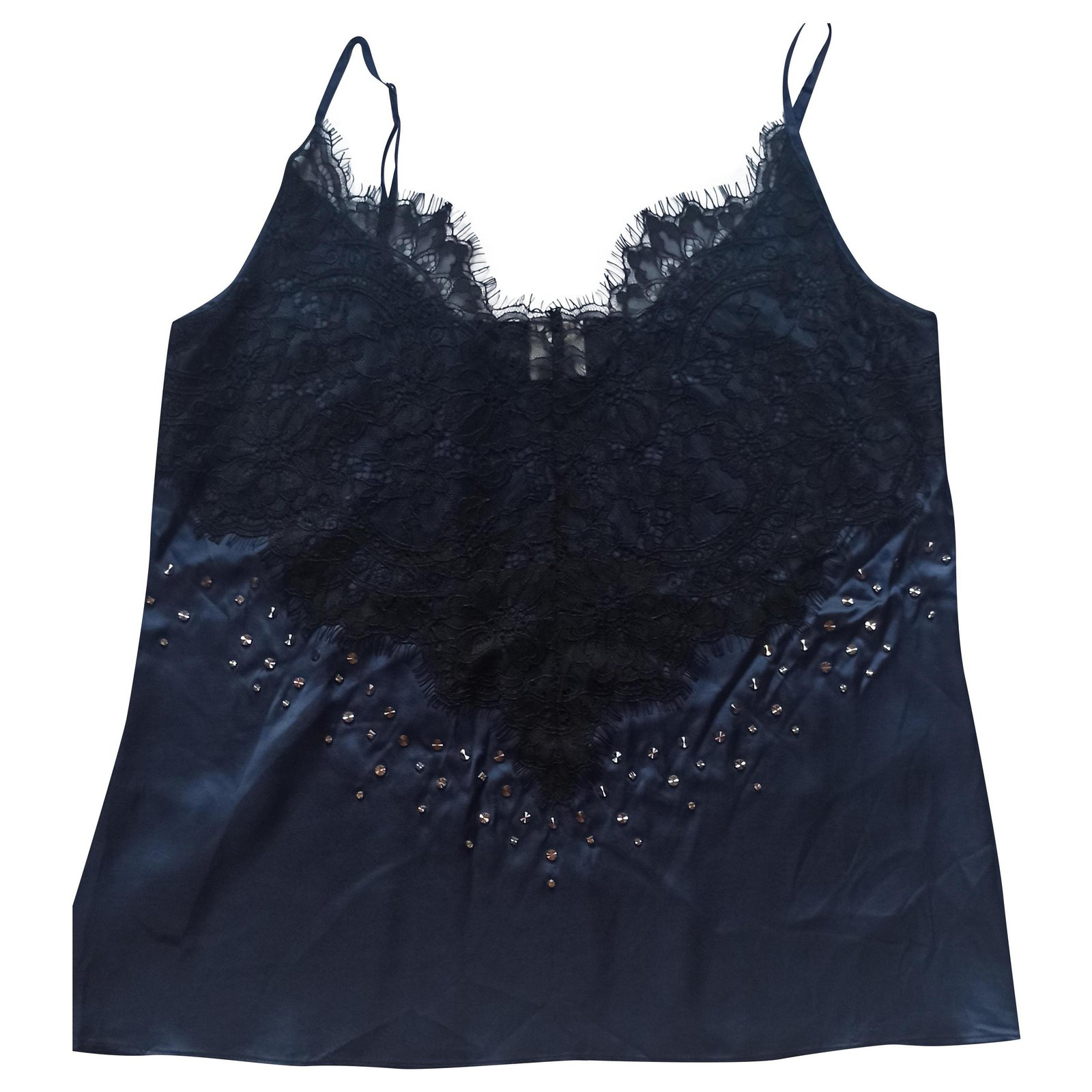 Pinko Tops Dark blue Silk Lace ref.232613 - Joli Closet