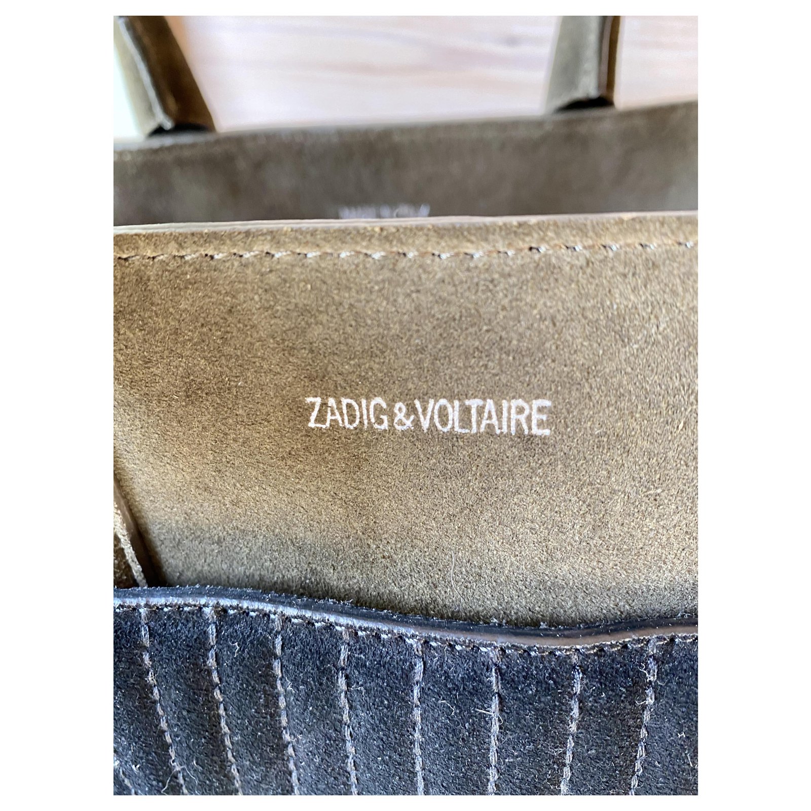 Zadig & Voltaire de Luxe small candide black and khaki suede bag
