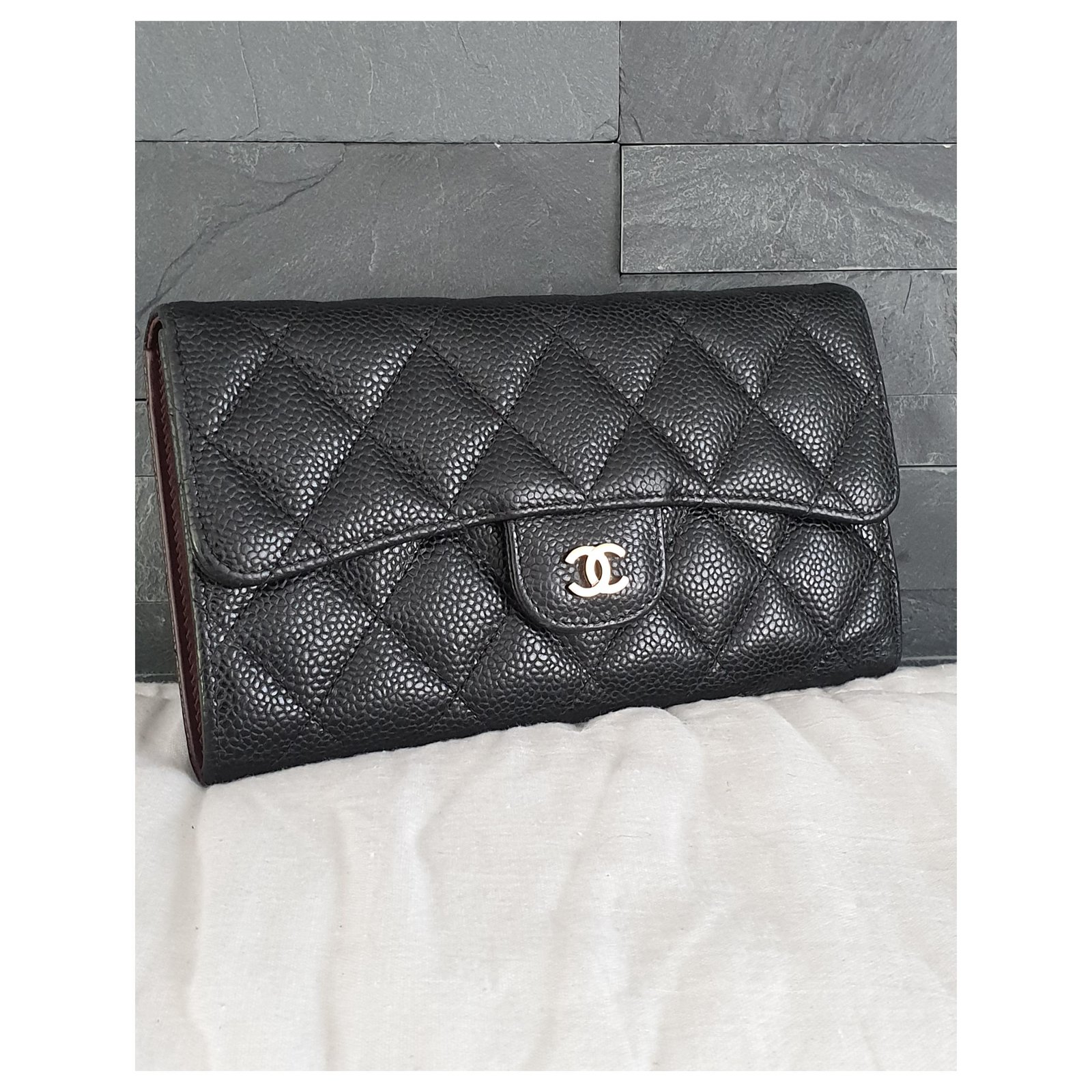 CHANEL Caviar Quilted Small Flap Wallet Black 1262938