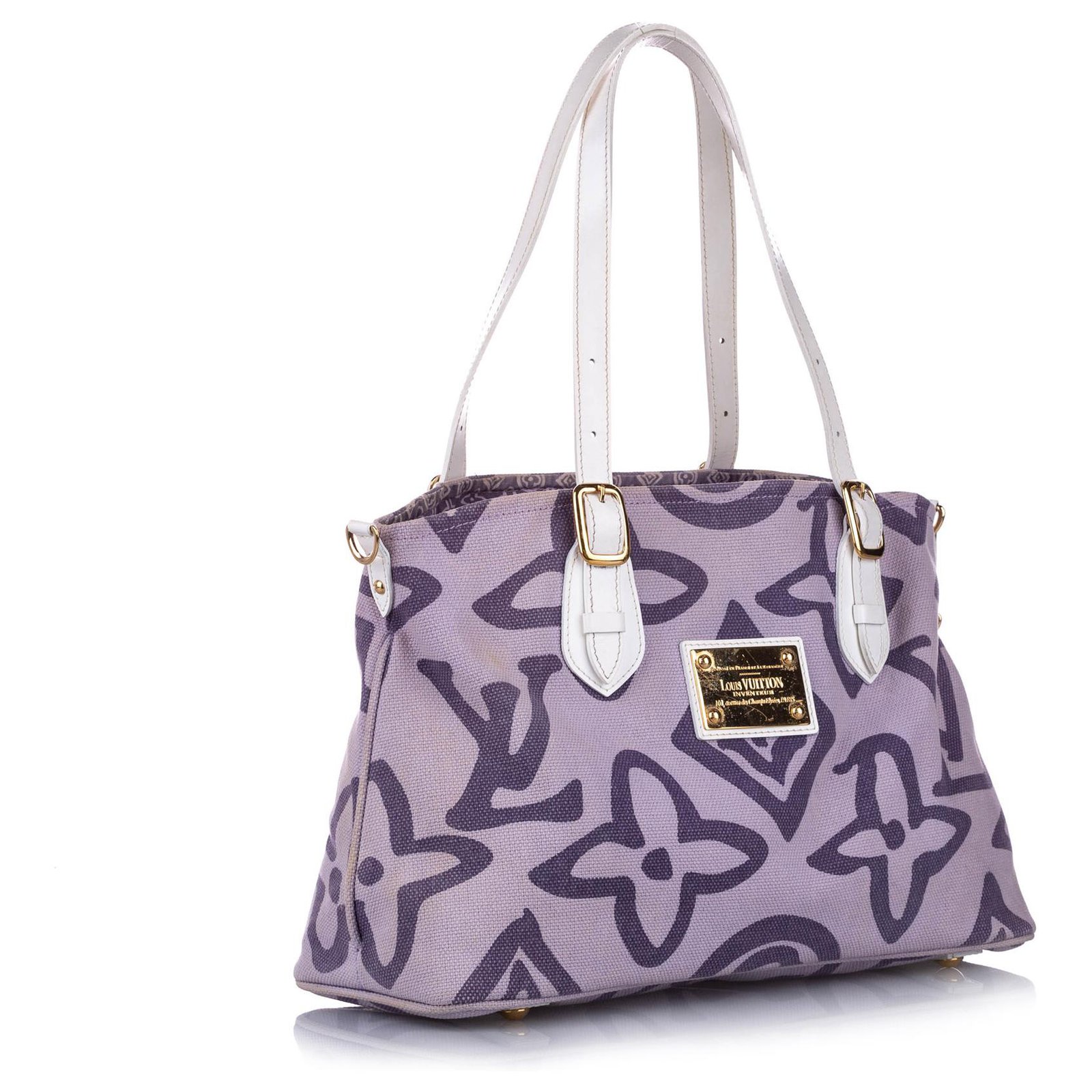 Louis Vuitton Purple Monogram Tahitienne Cabas PM White Leather Cloth  Pony-style calfskin Cloth ref.193298 - Joli Closet