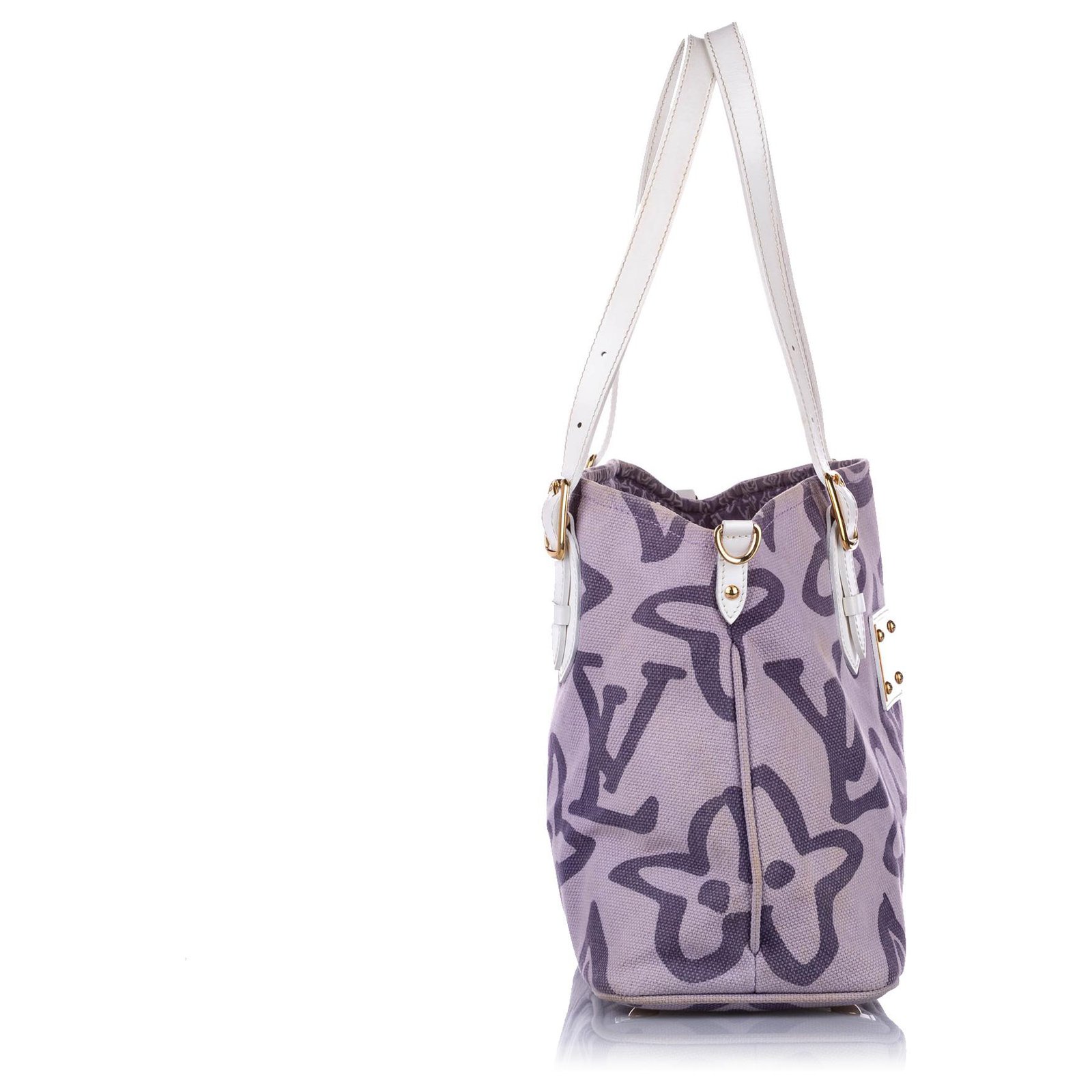 Louis Vuitton Purple Monogram Tahitienne Cabas PM White Leather Cloth  Pony-style calfskin Cloth ref.193298 - Joli Closet