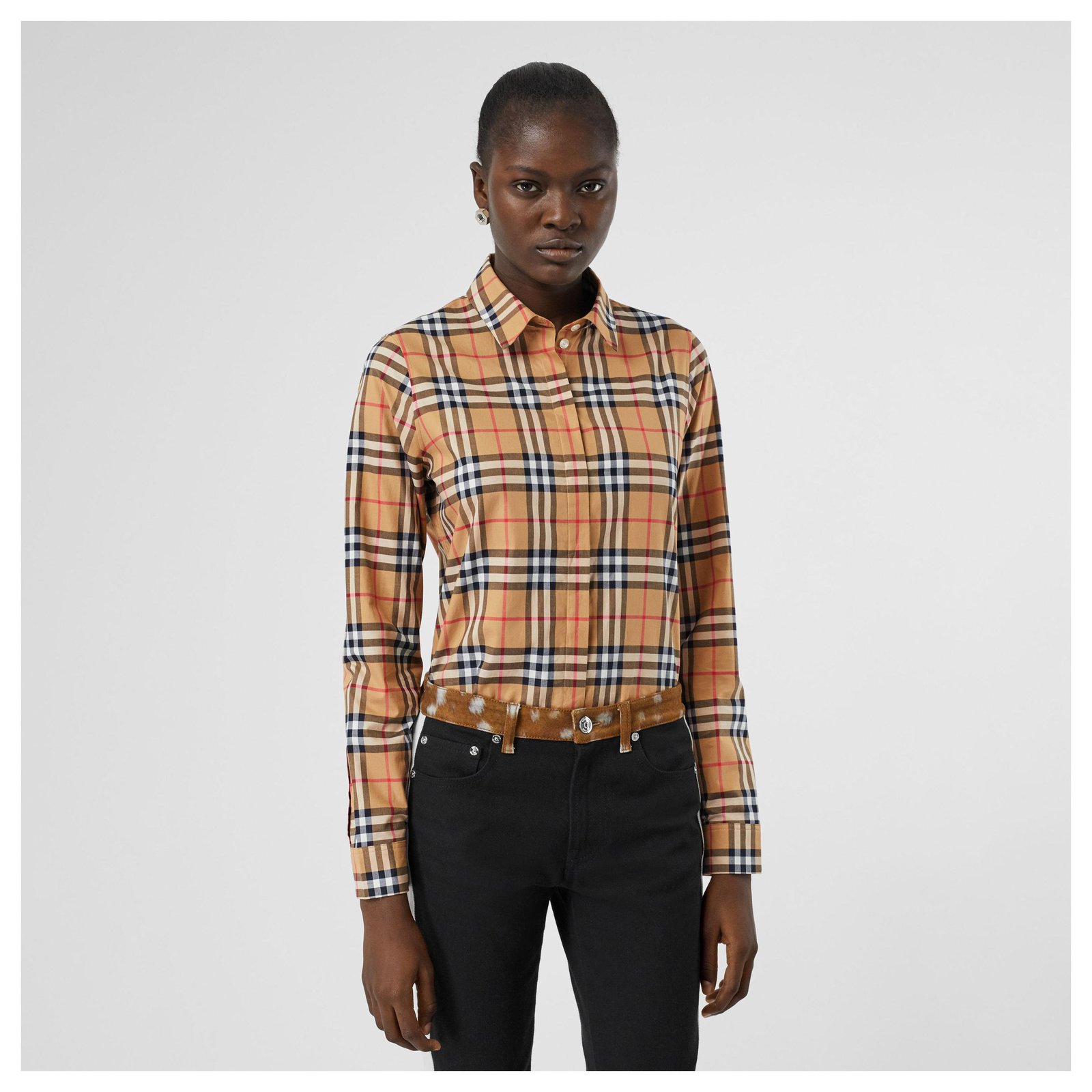 BURBERRY Button-down Collar Vintage Check Stretch Cotton Shirt Multiple  colors ref.235797 - Joli Closet