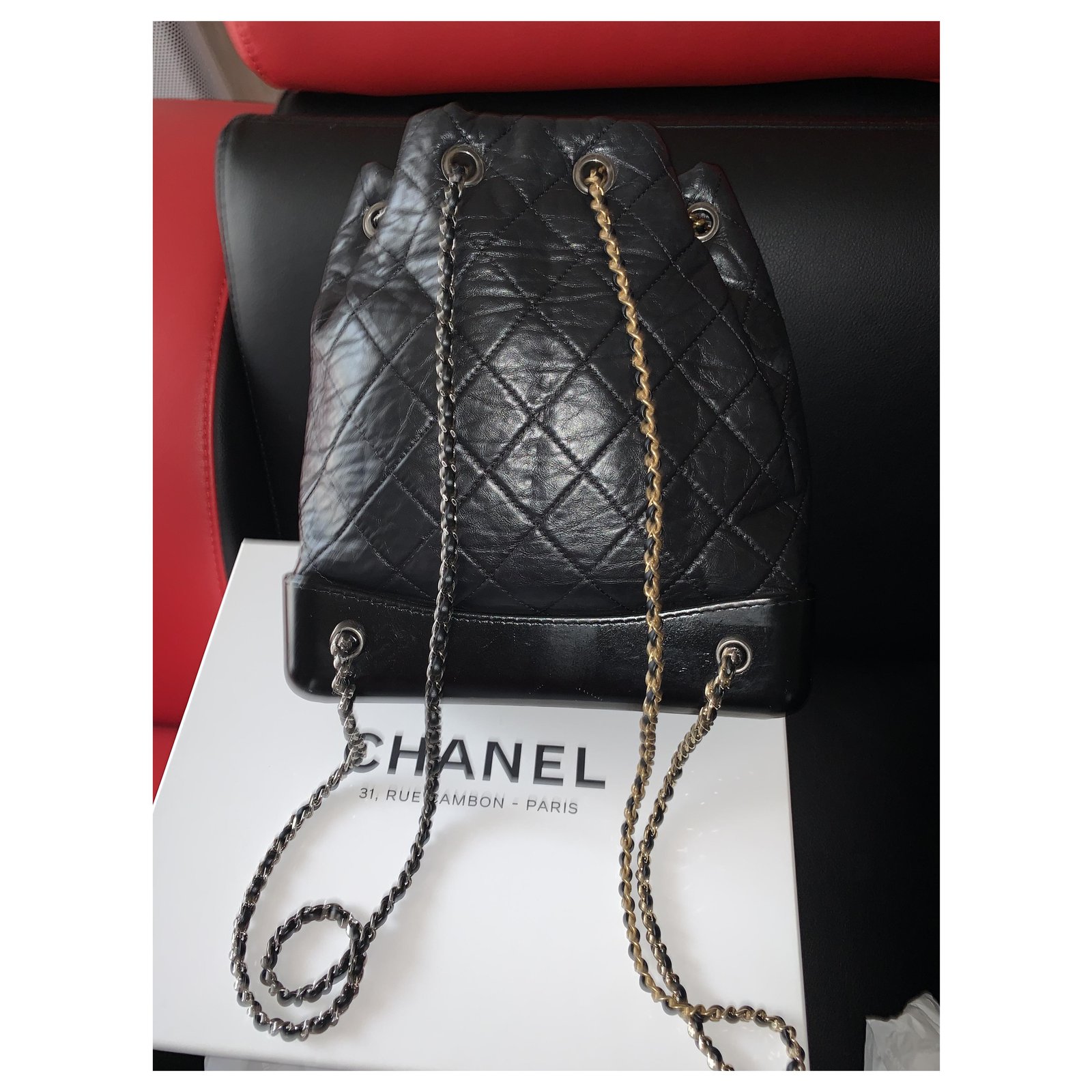 Chanel Gabrielle backpack Black Leather  - Joli Closet