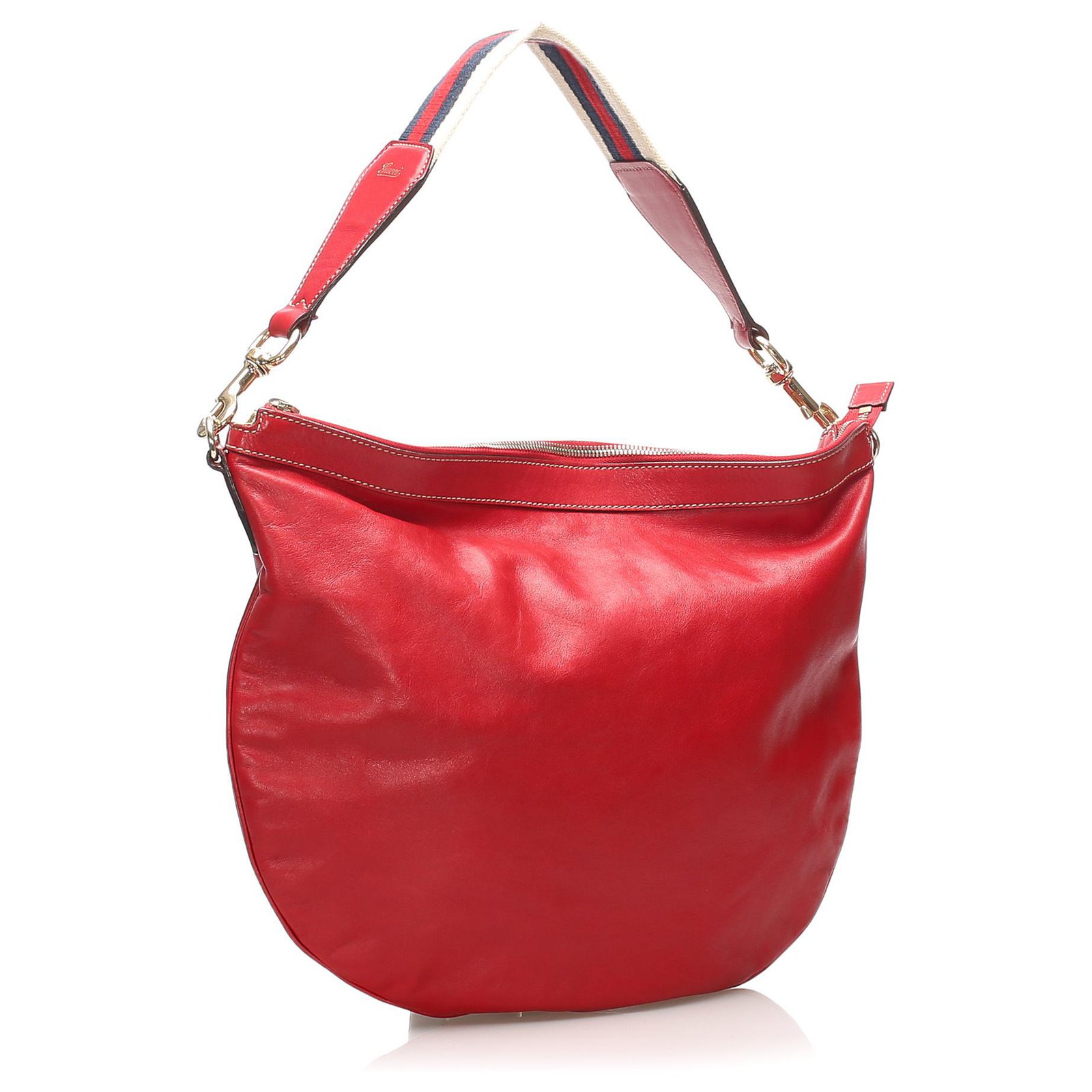 Gucci Red Web Leather Shoulder Bag Multiple colors Cotton Pony-style ...