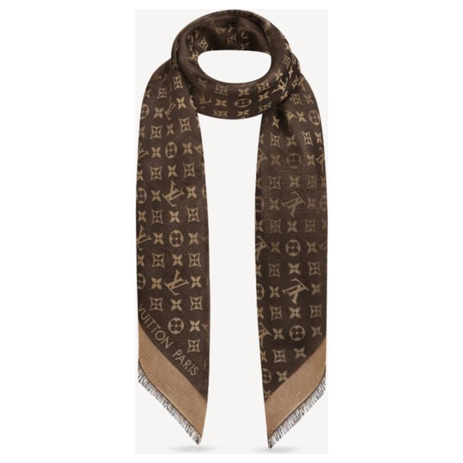 Louis Vuitton Scialle Monogram Shine Brown Silk ref.233650 - Joli Closet