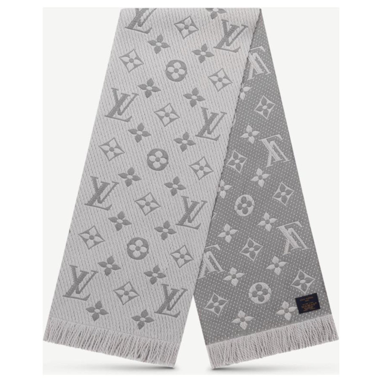 Vuitton New Logomania Grey Scarf For Sale at 1stDibs