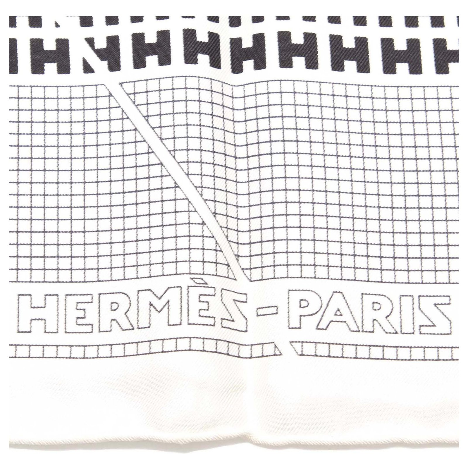 Hermès Hermes White H en Bias Silk Scarf Multiple colors Cloth ref