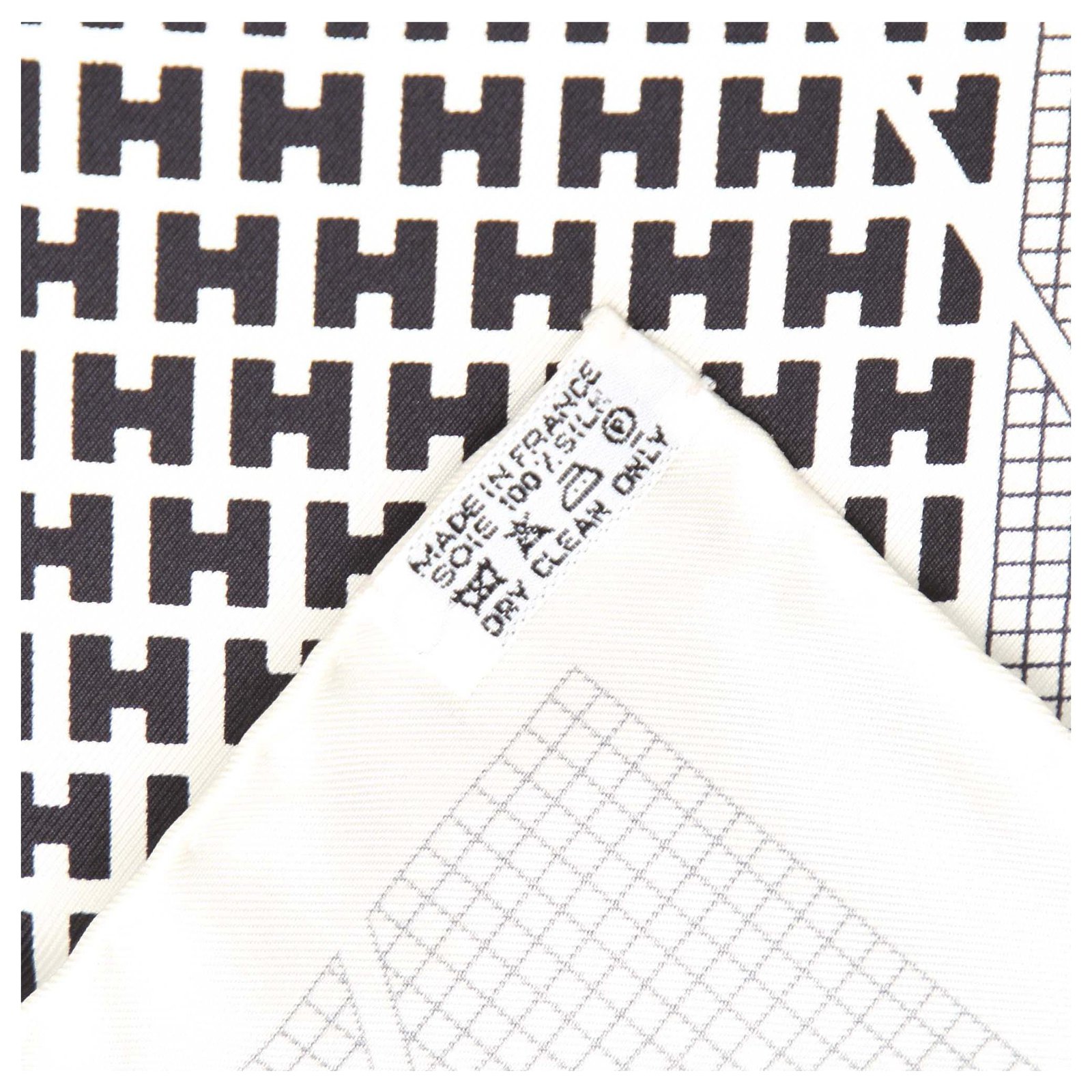 Hermès Hermes White H en Bias Silk Scarf Multiple colors Cloth ref