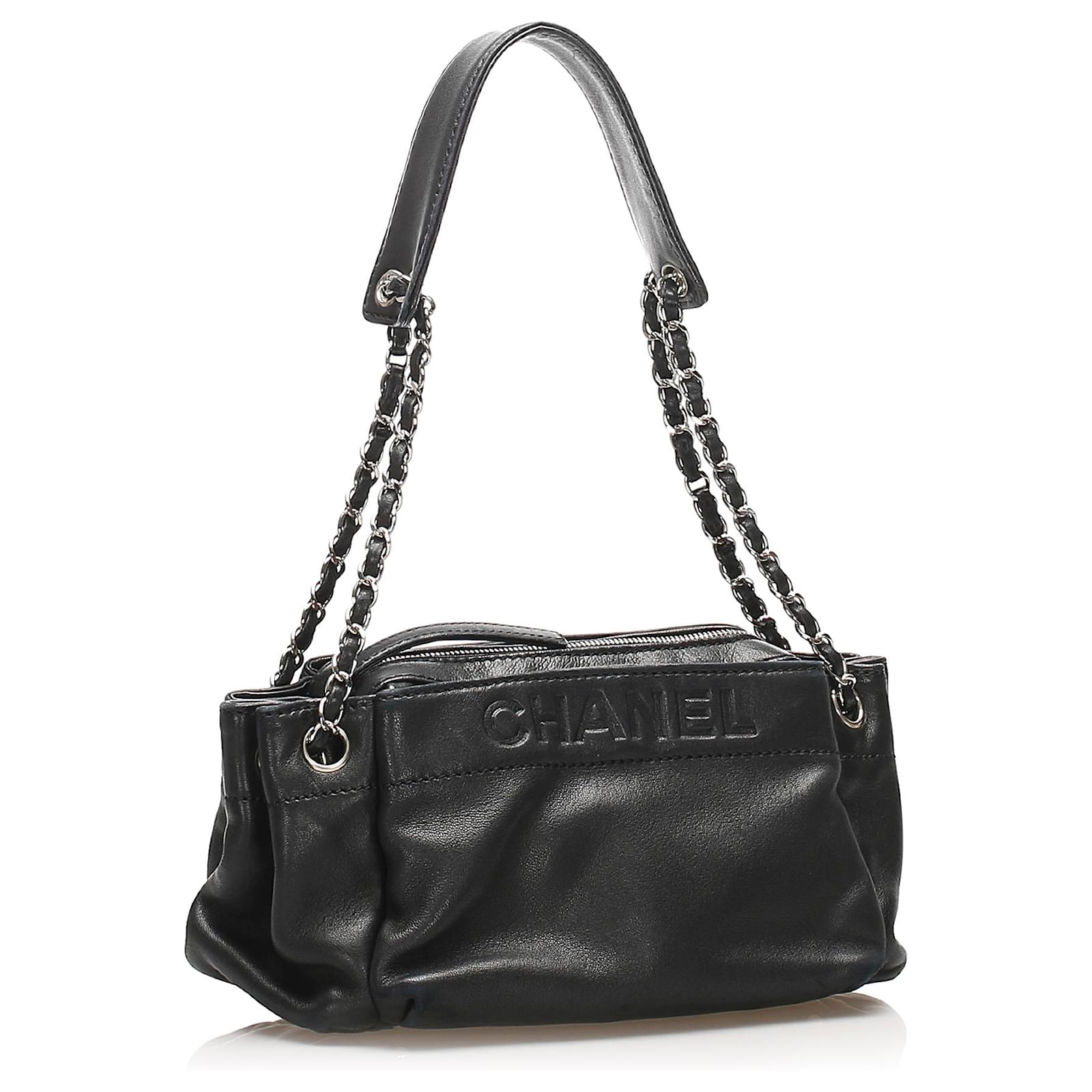【新品未使用】 CHANEL 13ml×6 Chanel Black Lax Accordion Leather Shoulder Bag Metal Pony-style
