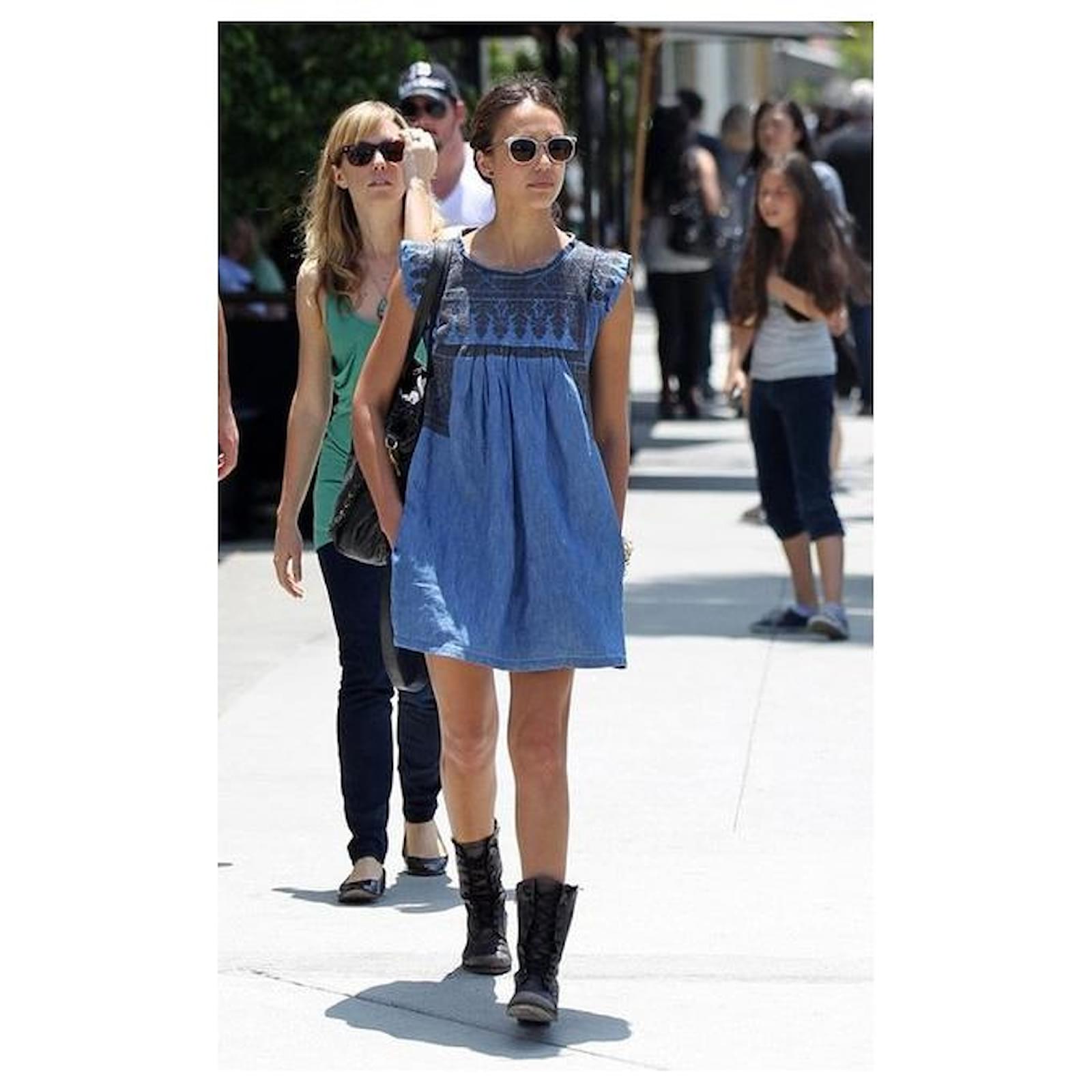 isabel marant leal denim dress Upcycled Goth Spring Dress | Three pockets with hardware embellishments