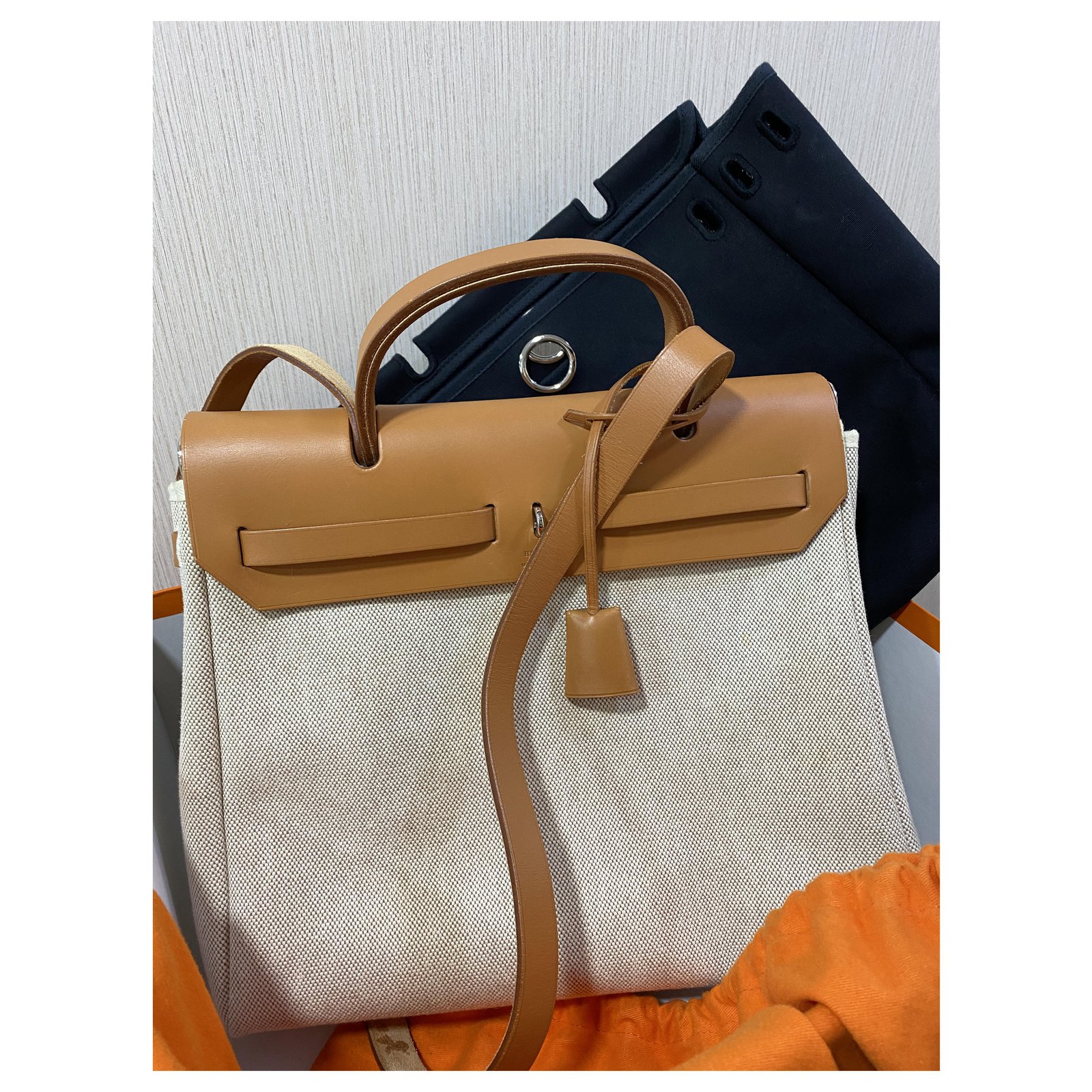 Hermes Black Canvas and Leather 2 in 1 Herbag 31 – STYLISHTOP