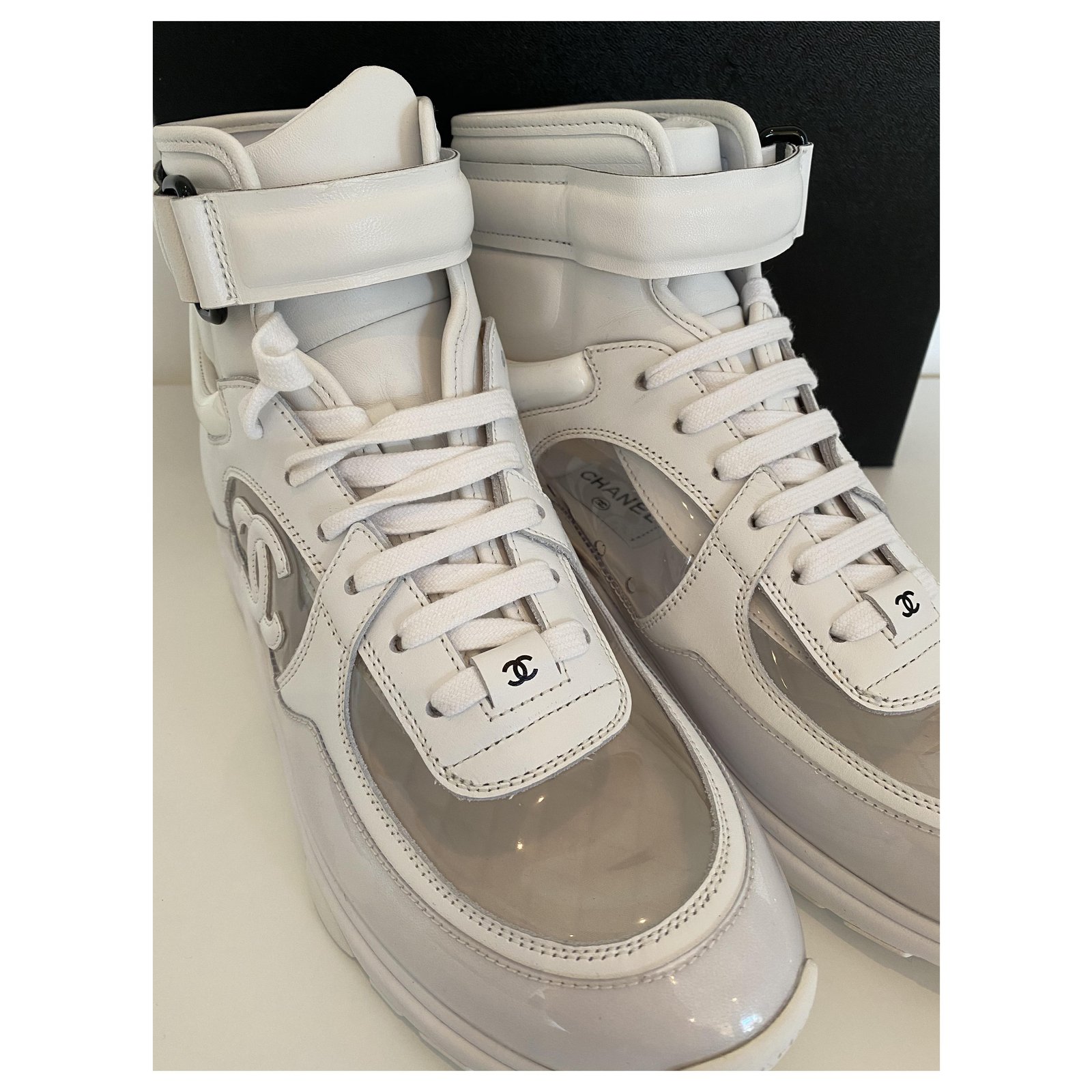 chanel white transparent sneakers