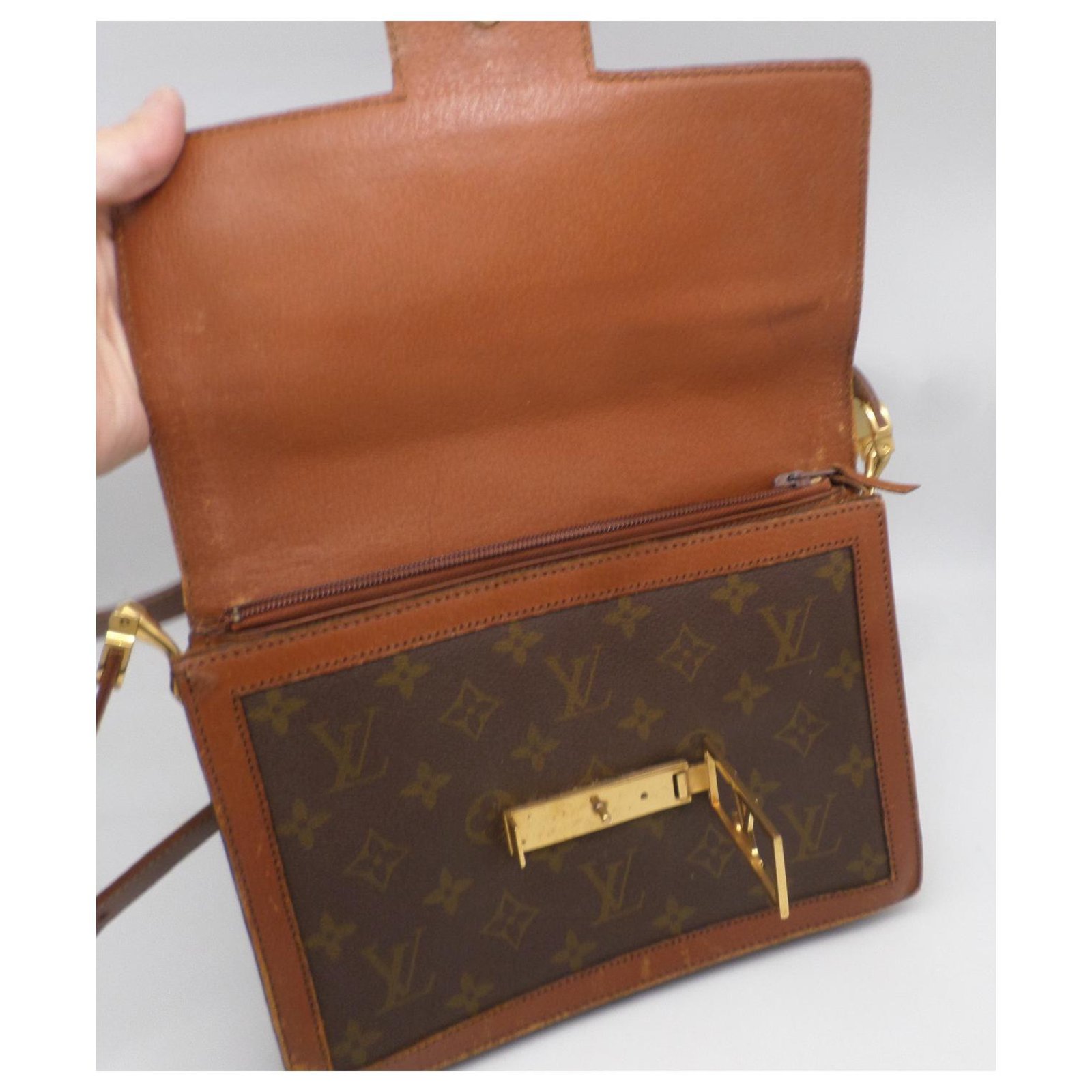 Louis Vuitton Dauphine MM Brown Leather Linen ref.274926 - Joli Closet