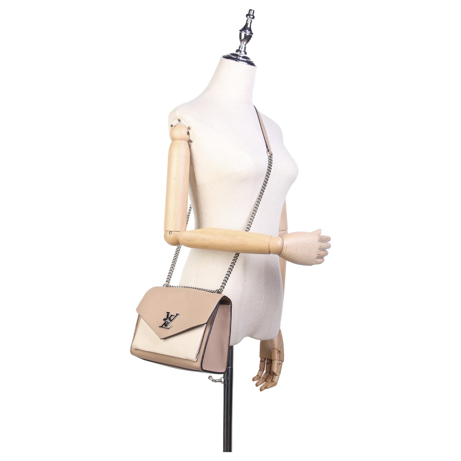 Louis Vuitton Brown MyLockMe BB Beige Leather Pony-style calfskin  ref.237602 - Joli Closet