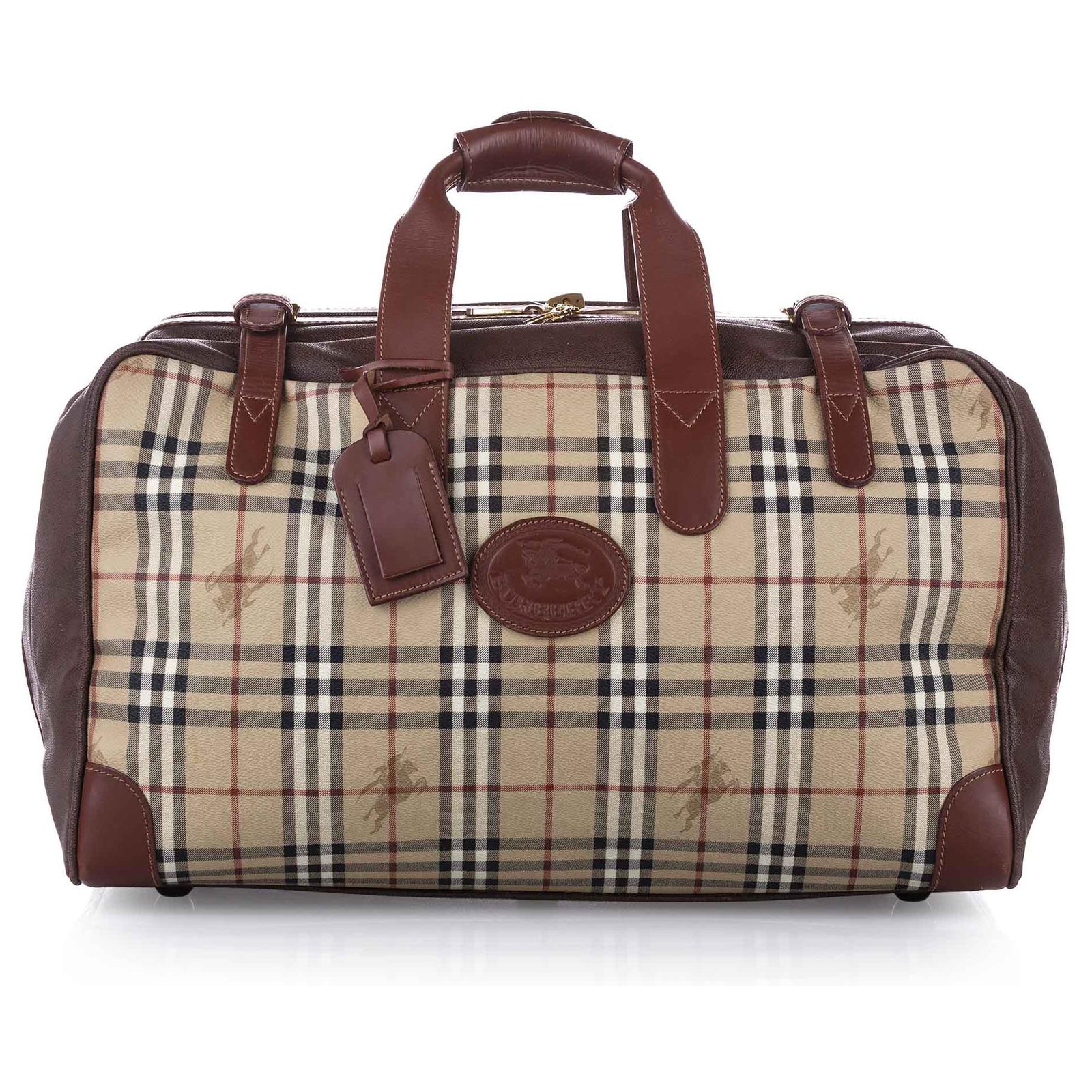 Burberry Travel Bag Brown Coated