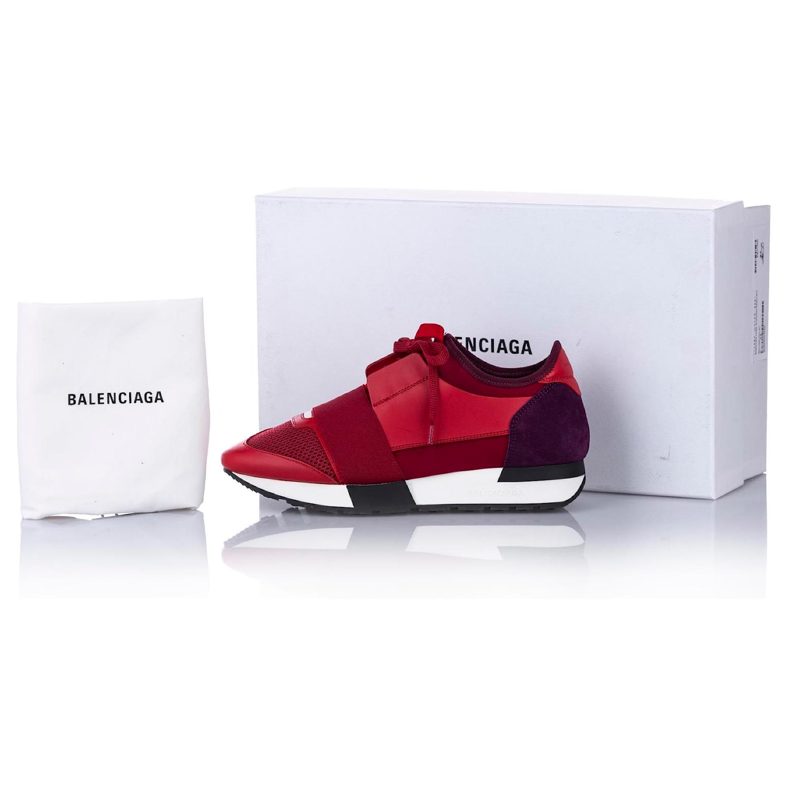 Balenciaga Red Race Runner Monochrome Nylon Sneaker Multiple