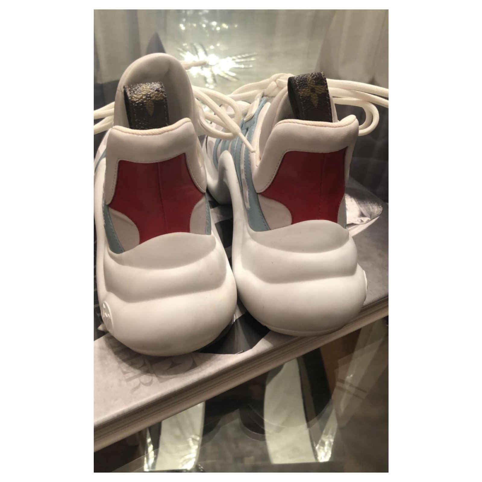Louis Vuitton White/Pink/Blue Leather/Canvas Archlight Sneaker Size 11.5/42  - Yoogi's Closet