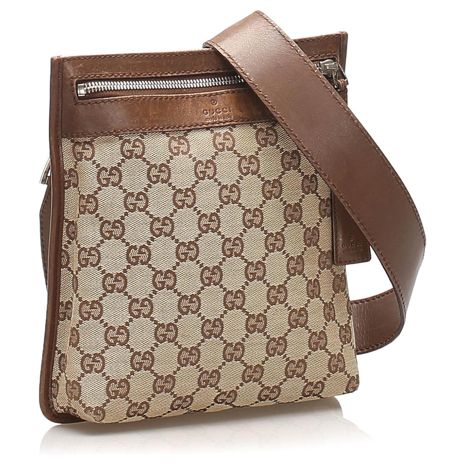 gucci gg canvas messenger bag shoulder crossbody beige brown