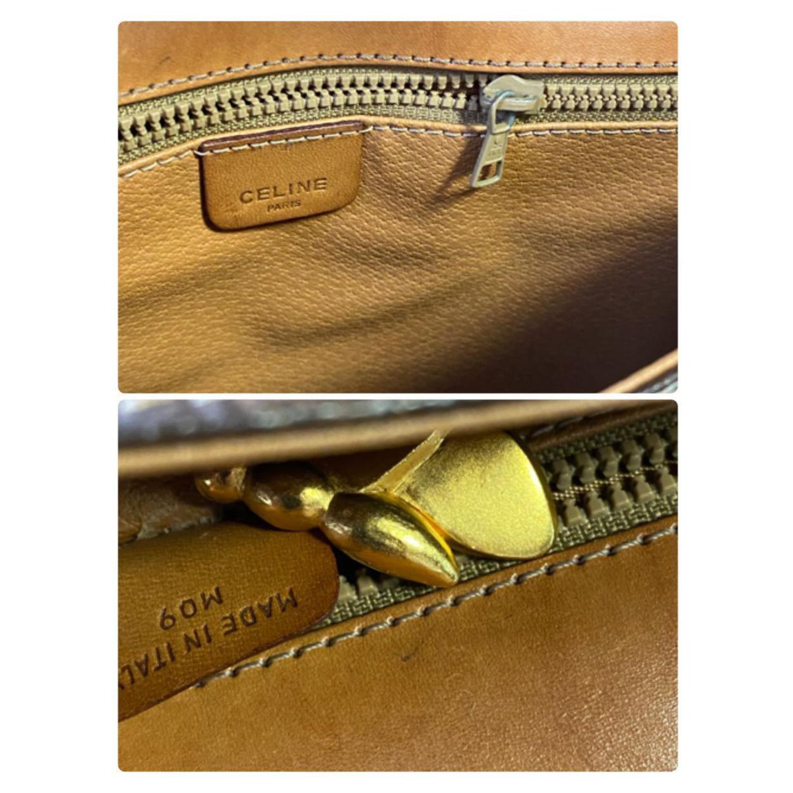 CELINE Macadam Pattern Shoulder Bag Pochette Brown From Japan