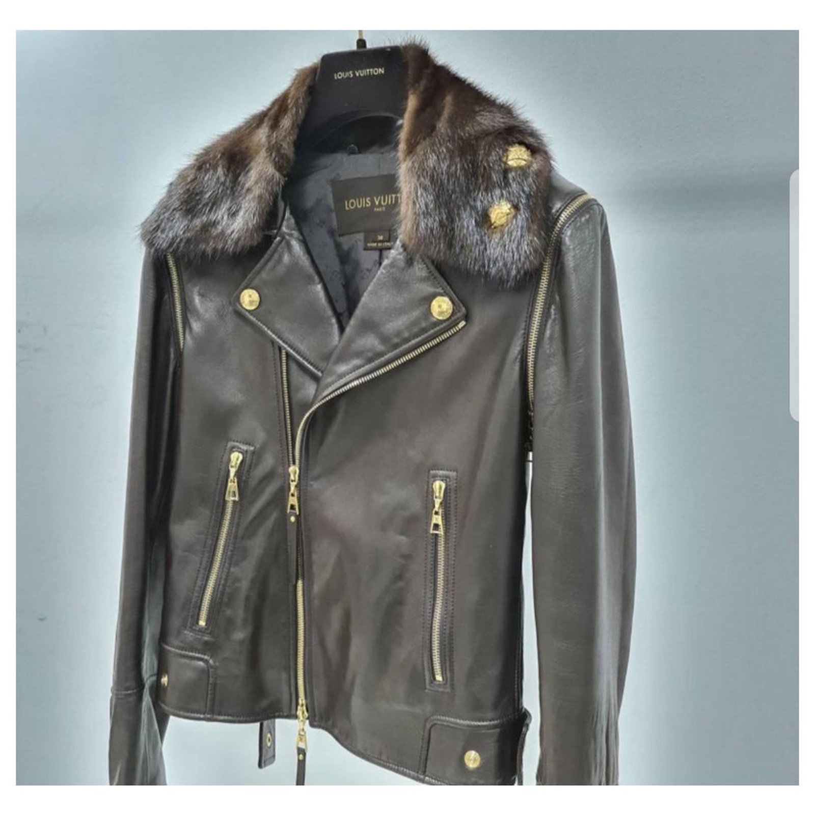 Louis Vuitton Calfskin Motorcycle Jacket Coral Suede Leather – Brandsamsara