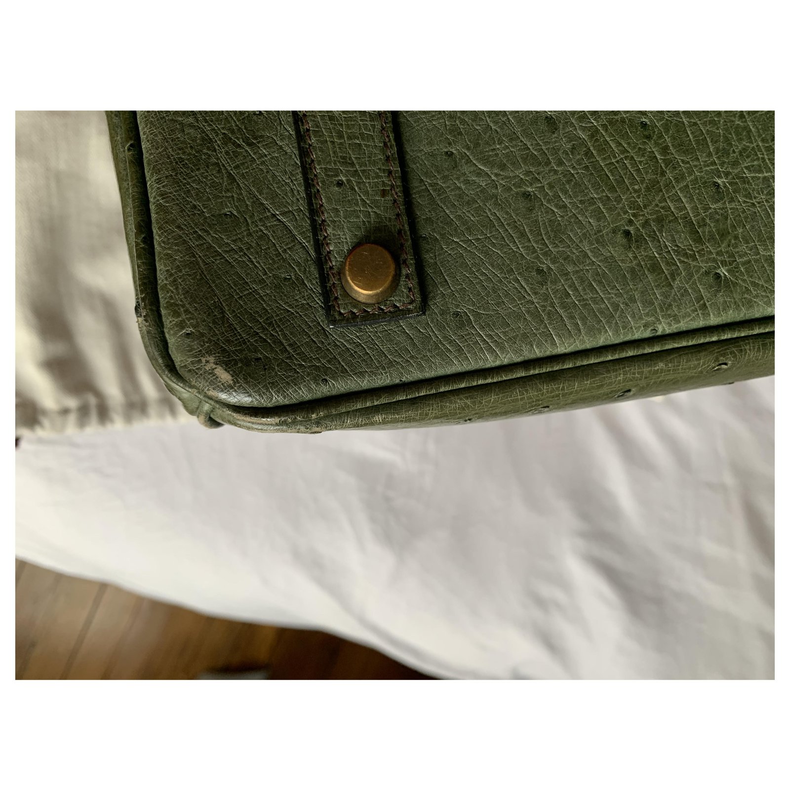Hermès Avestruz Birkin Verde oliva Cueros exoticos ref.241464 - Joli Closet