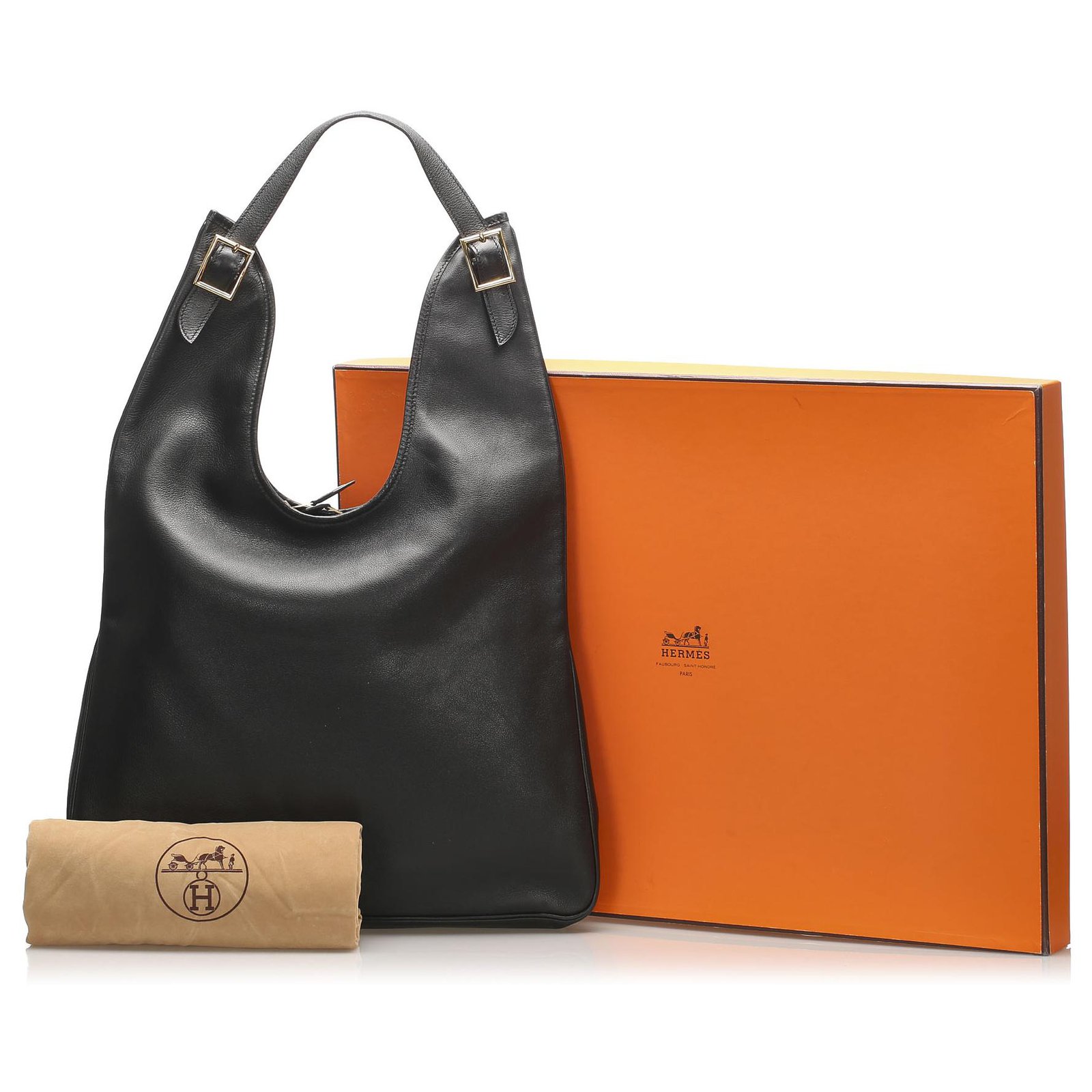 Hermès Hermes Black Togo Massai Leather Shoulder Bag Pony-style