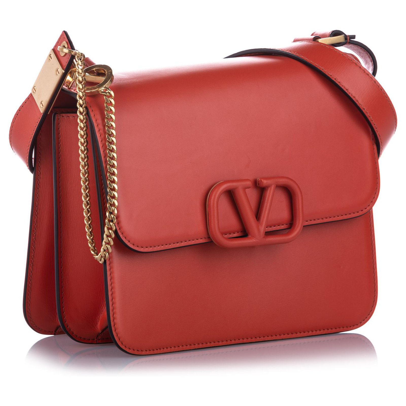 Valentino Garavani, Bags, Valentino Red Medium Vsling Leather Crossbody  Bag