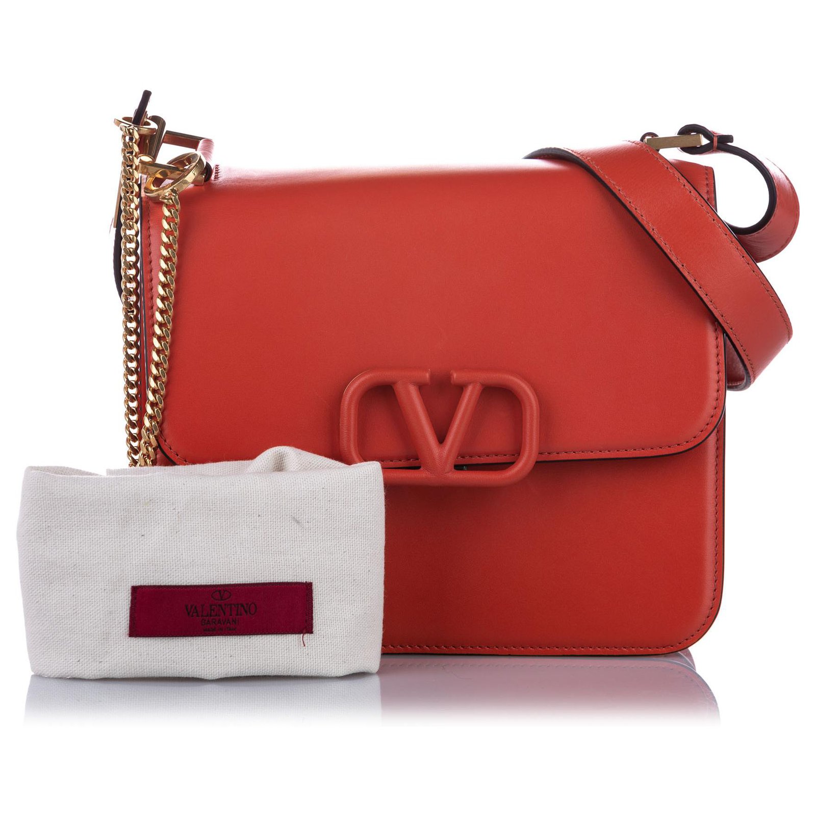 Valentino Red Medium VSling Leather Crossbody Bag Golden Metal Pony-style  calfskin ref.241678 - Joli Closet