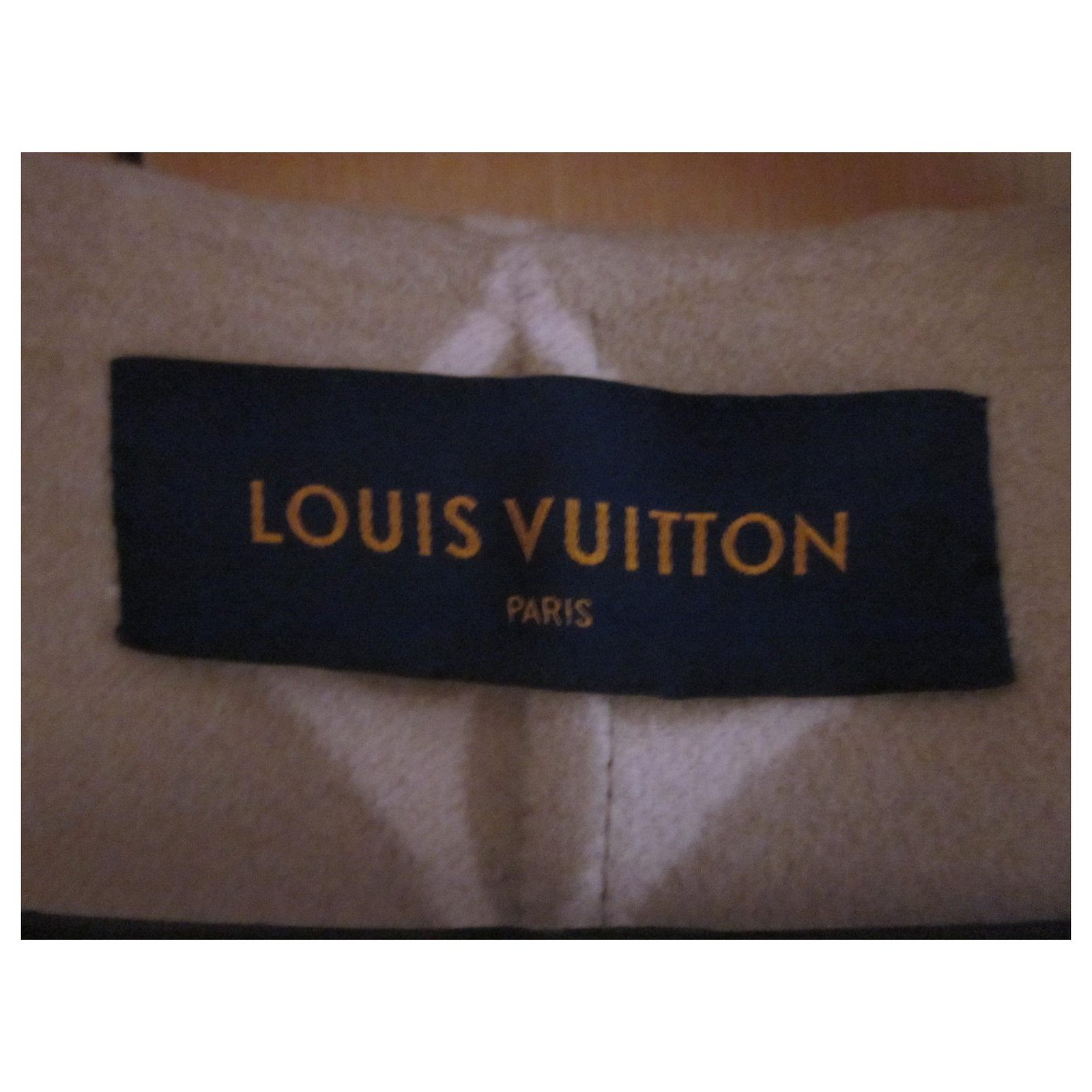 Louis Vuitton Giant Monogram Hooded Wrap Coat Beige Wool ref