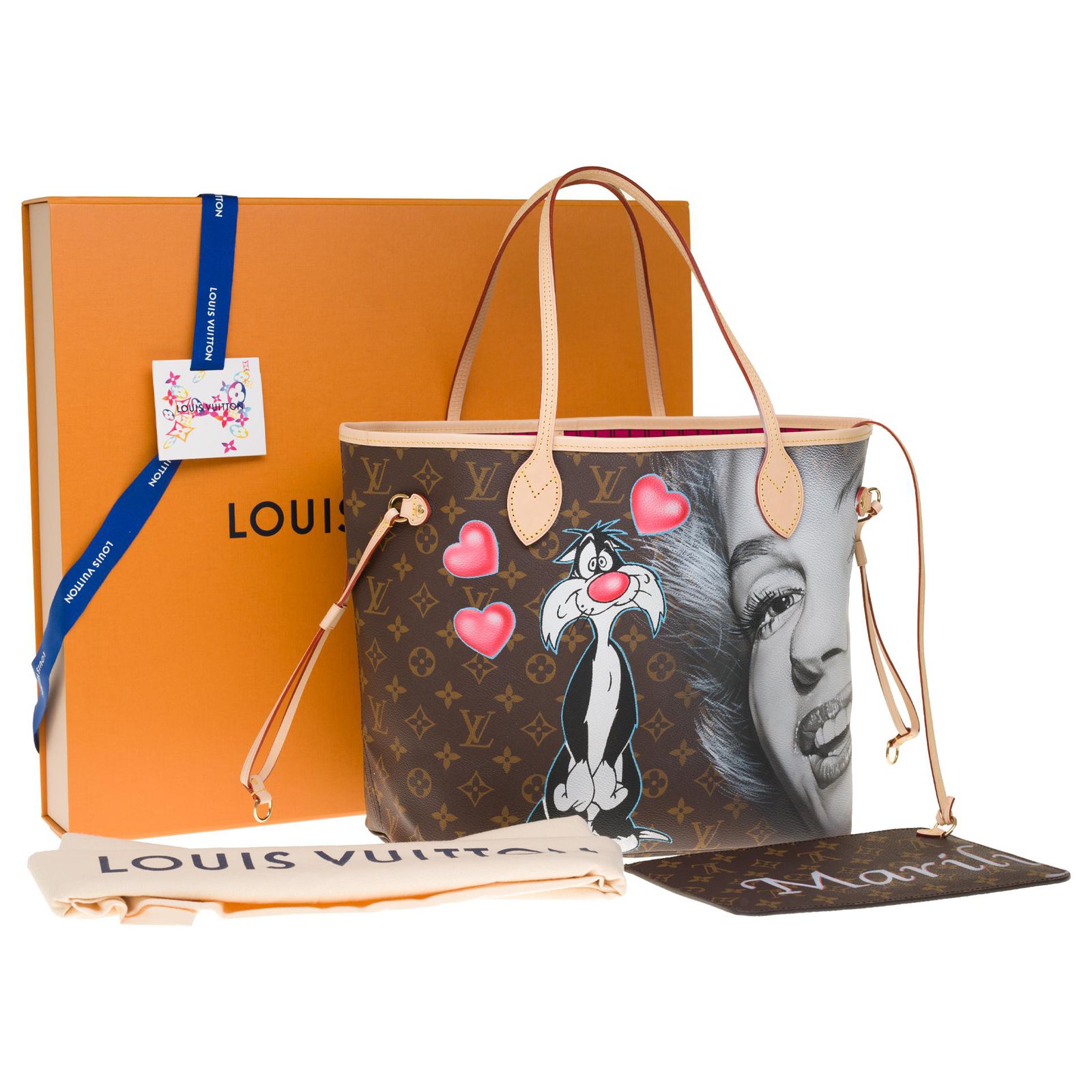 Splendid Louis Vuitton Neverfull MM bag in custom monogram canvas