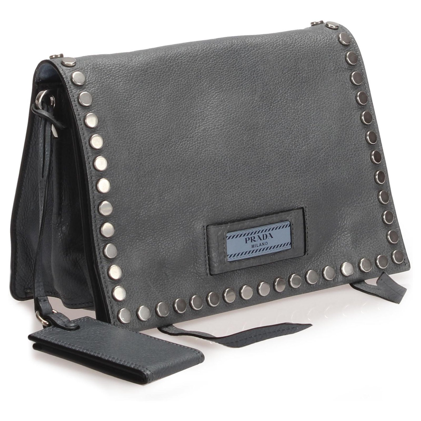 Prada Gray Saffiano Bauletto Handbag Grey Leather Pony-style calfskin  ref.394249 - Joli Closet