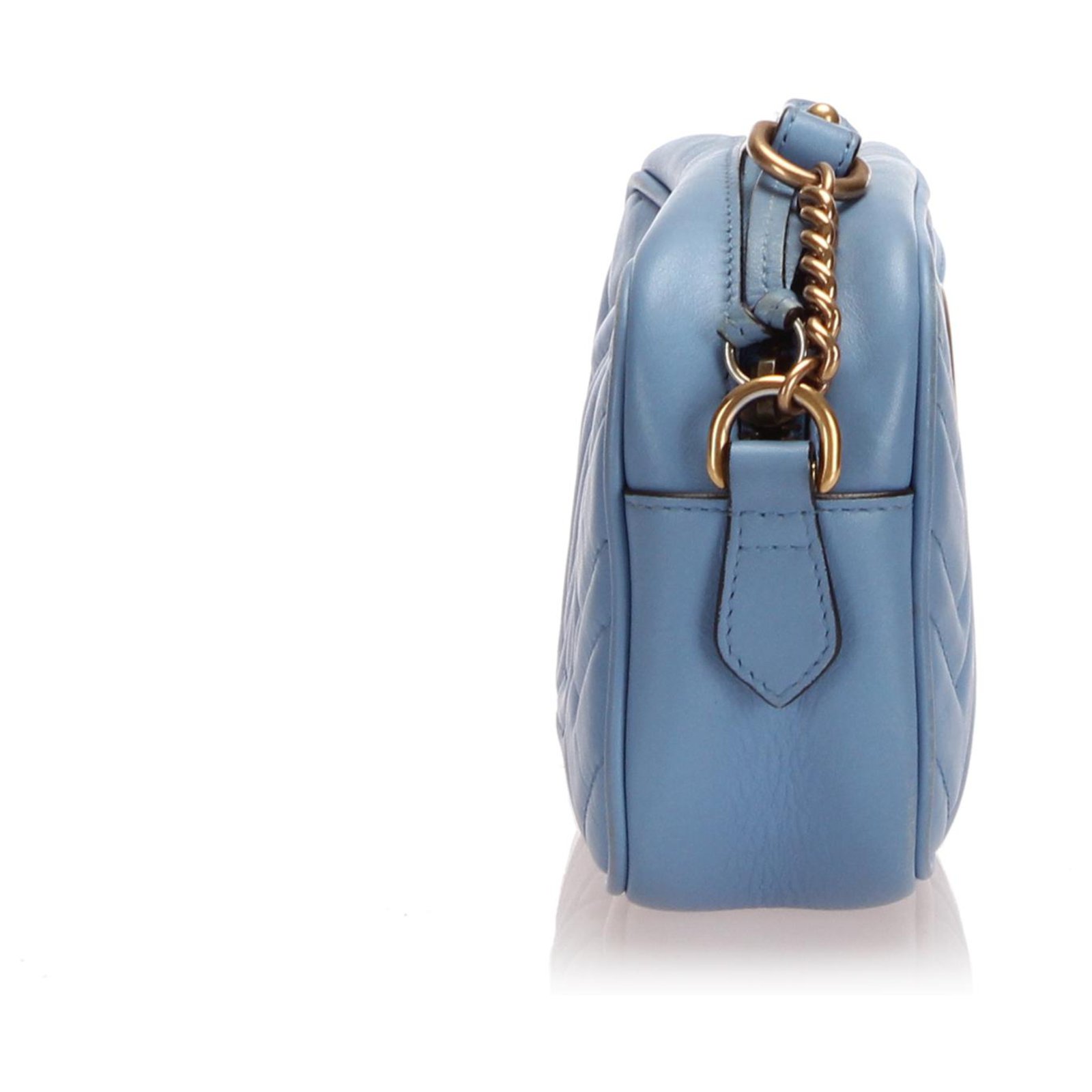 Sac à bandoulière en cuir Gucci Mini GG Marmont bleu Veau façon poulain  ref.219079 - Joli Closet