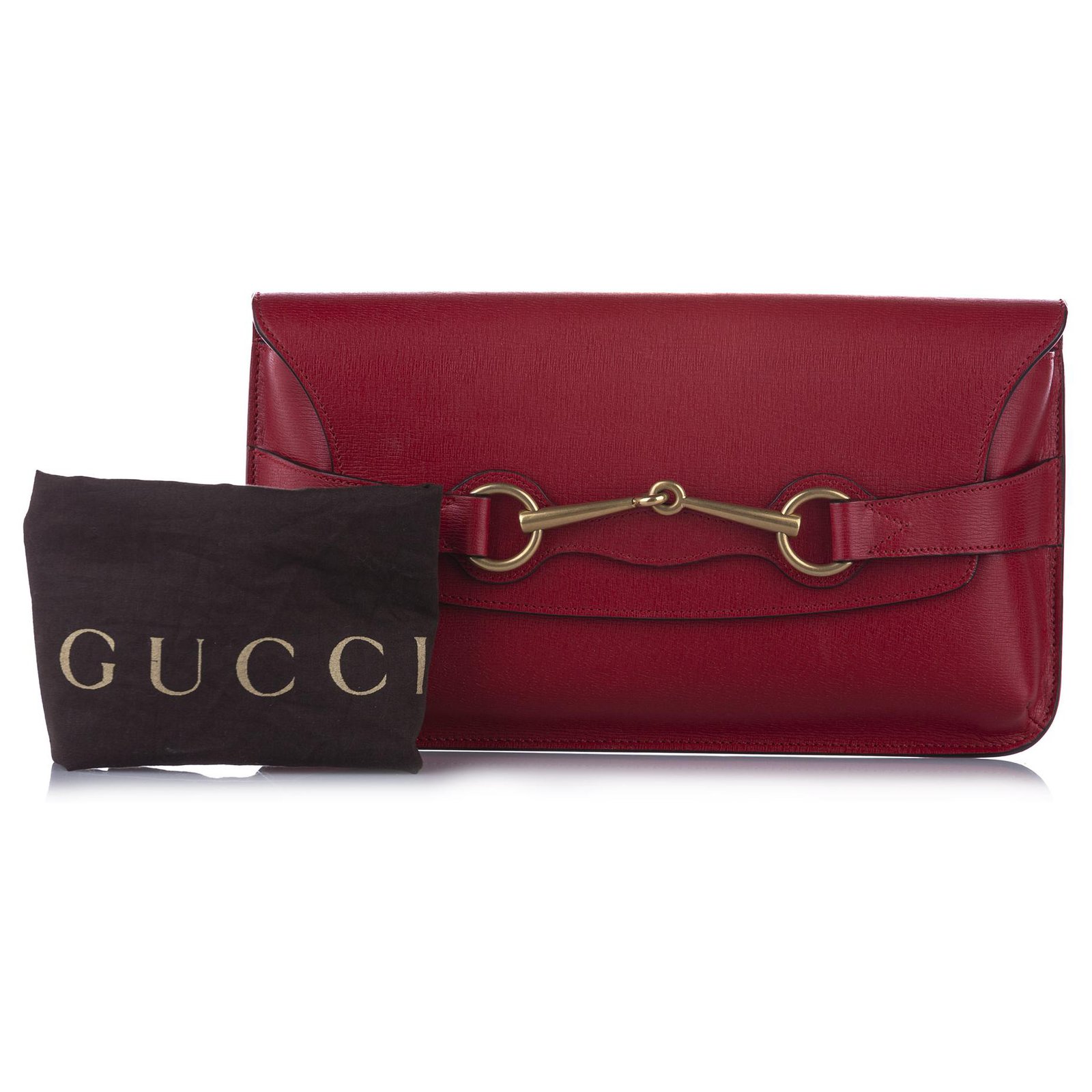 gucci red leather clutch