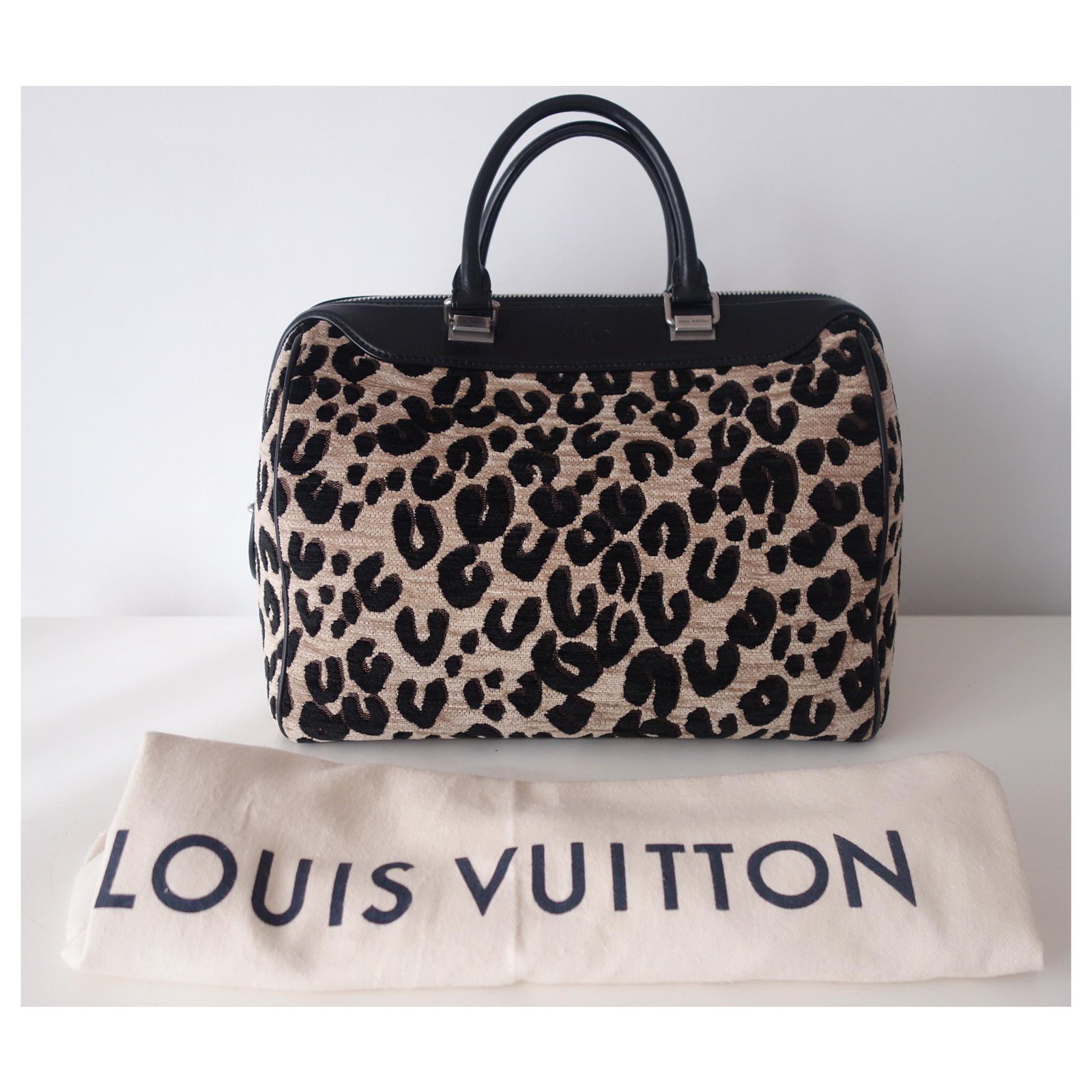 Louis Vuitton Stephen Sprouse bag Black Leopard print Leather Cloth  ref.243318 - Joli Closet