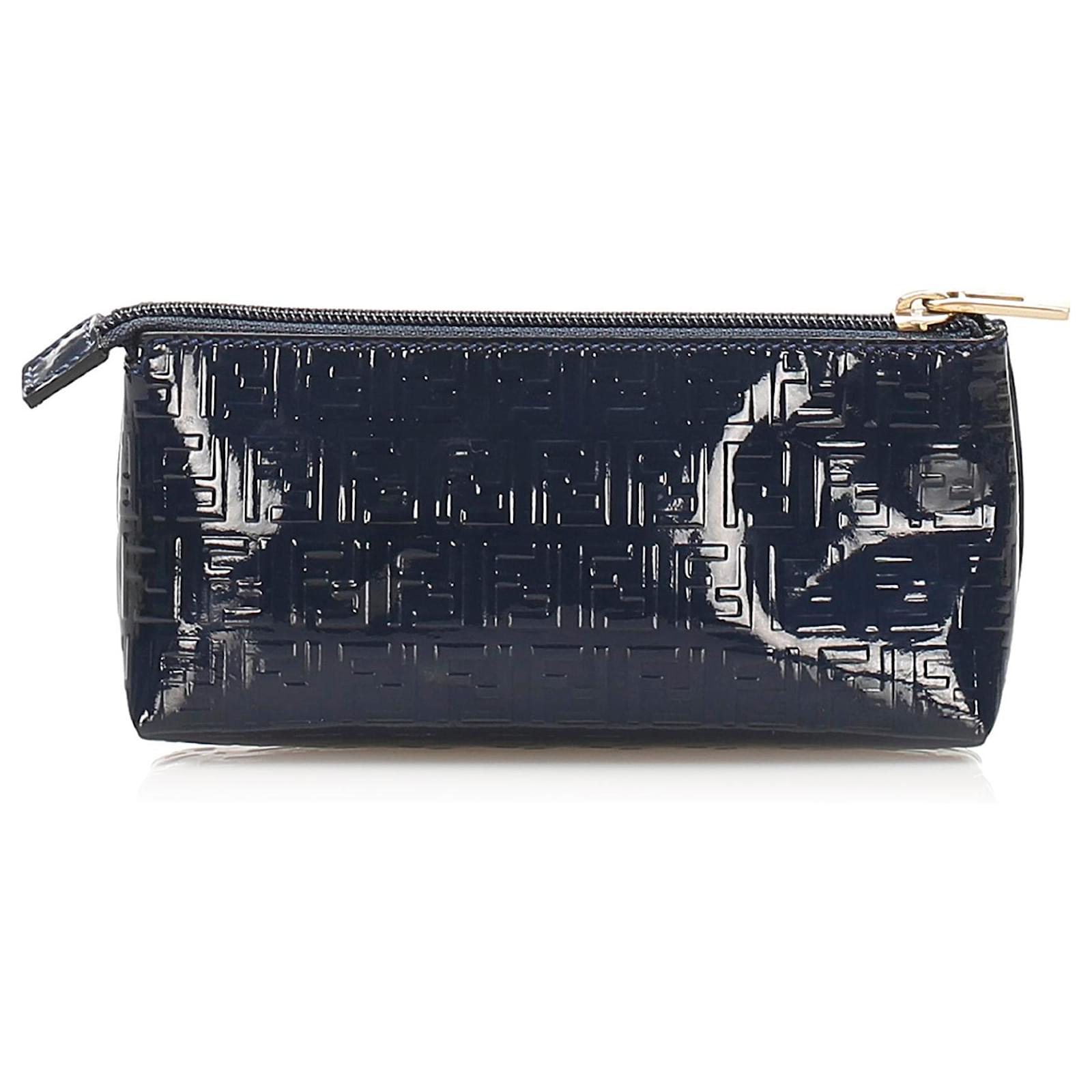 Pochette Fendi Blu Zucchino in Vernice Blu scuro Pelle Pelle