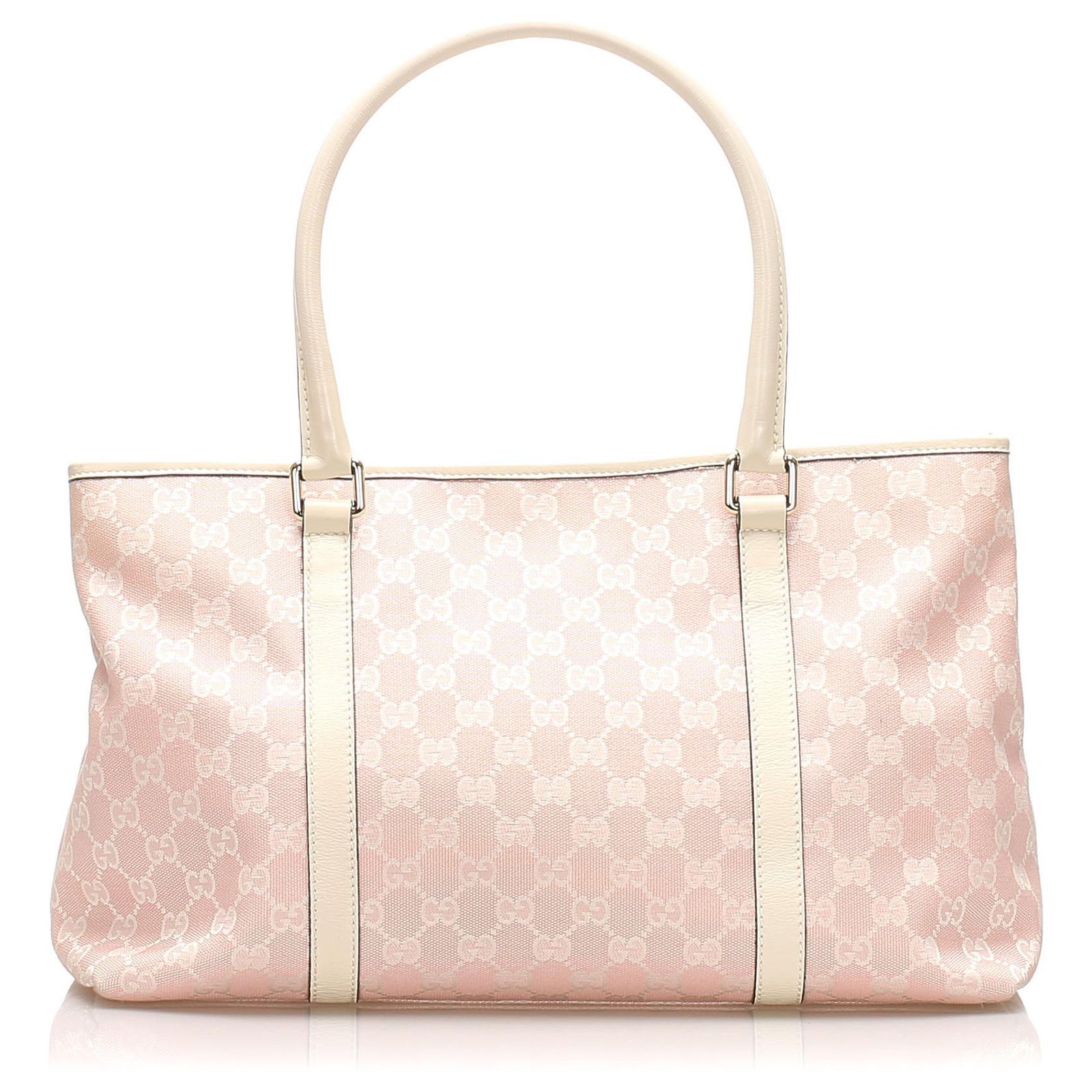 Gucci Pink GG Canvas Boat Leather Cloth Pony-style calfskin Cloth  ref.906281 - Joli Closet