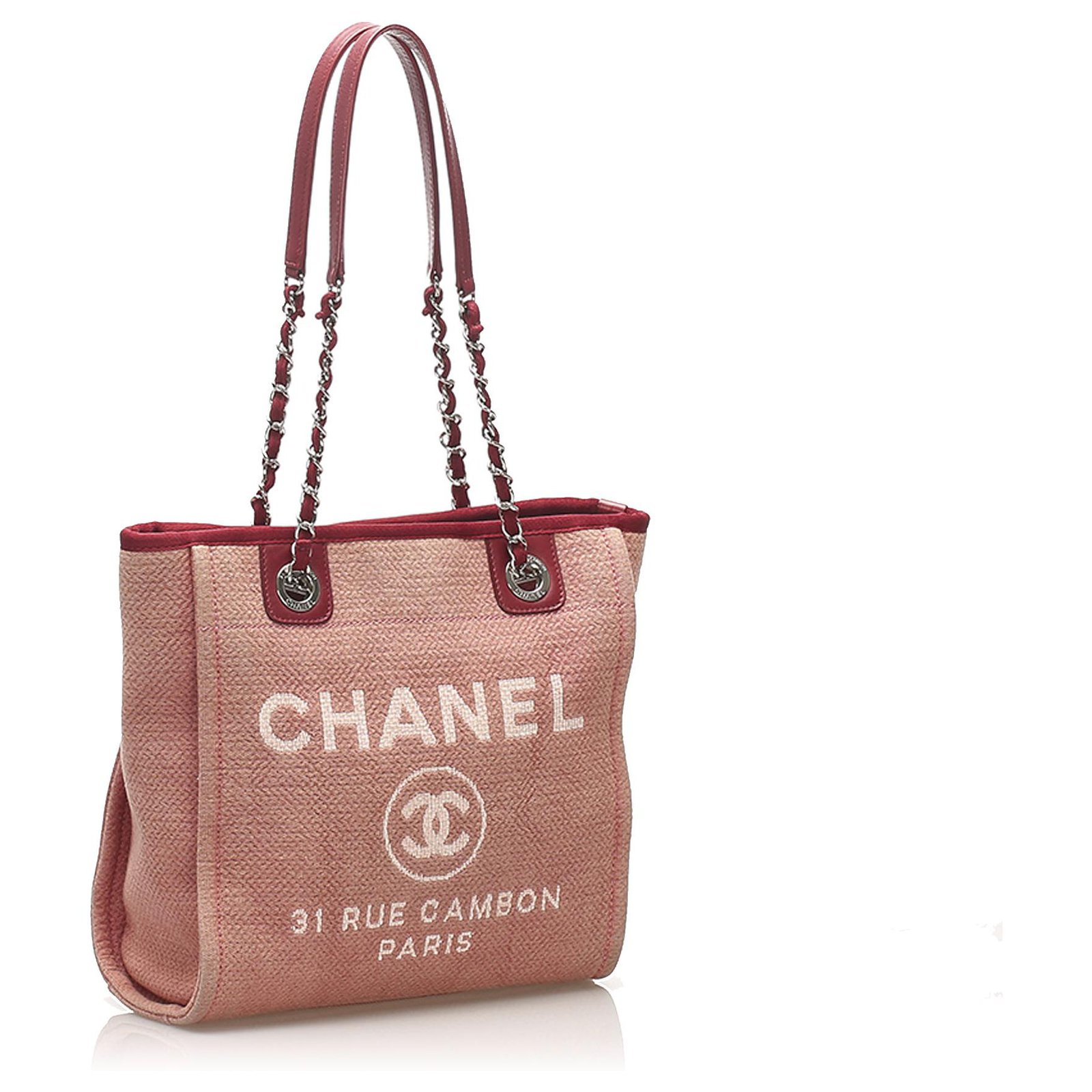 Chanel Pink Deauville Canvas Tote Bag Leather Cloth Pony-style calfskin  Cloth ref.243787 - Joli Closet