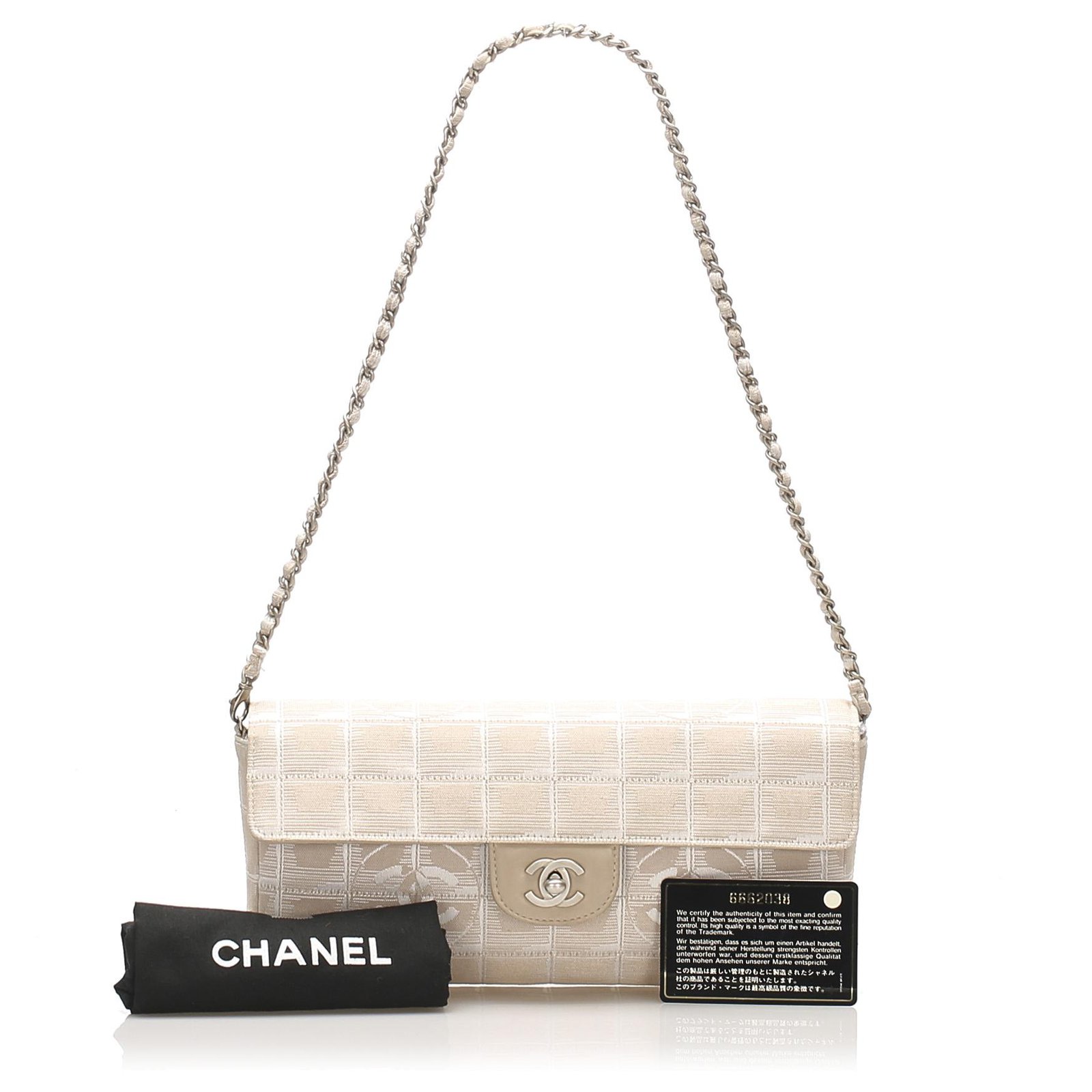 Chanel Brown New Travel Line East West Nylon Flap Bag Beige Metal Cloth  ref.236050 - Joli Closet