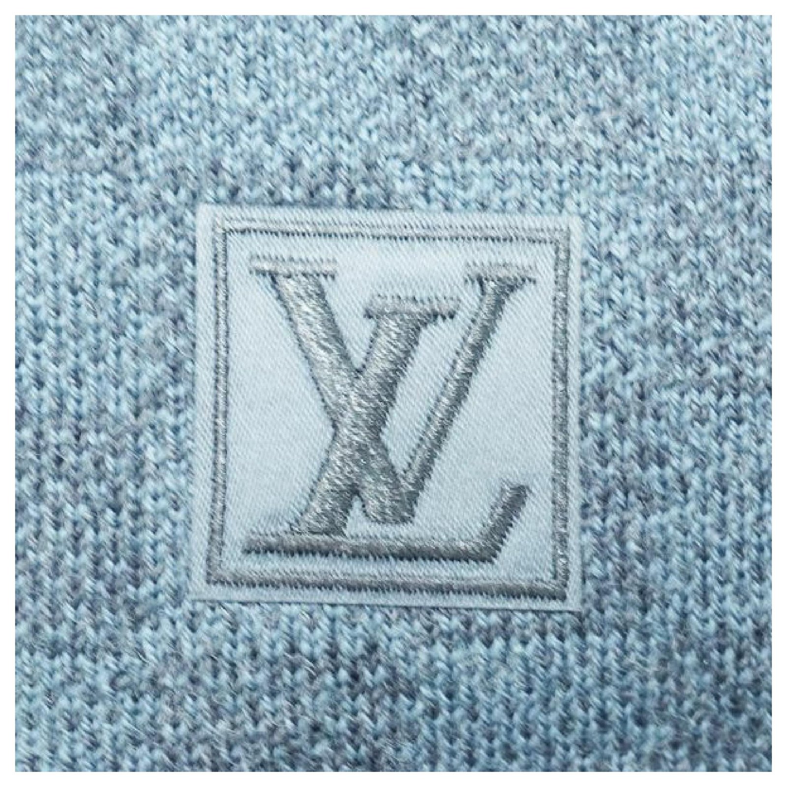 LOUIS VUITTON M70030 Damier Cobalt charpes petit damier Scarf wool Gray  Based