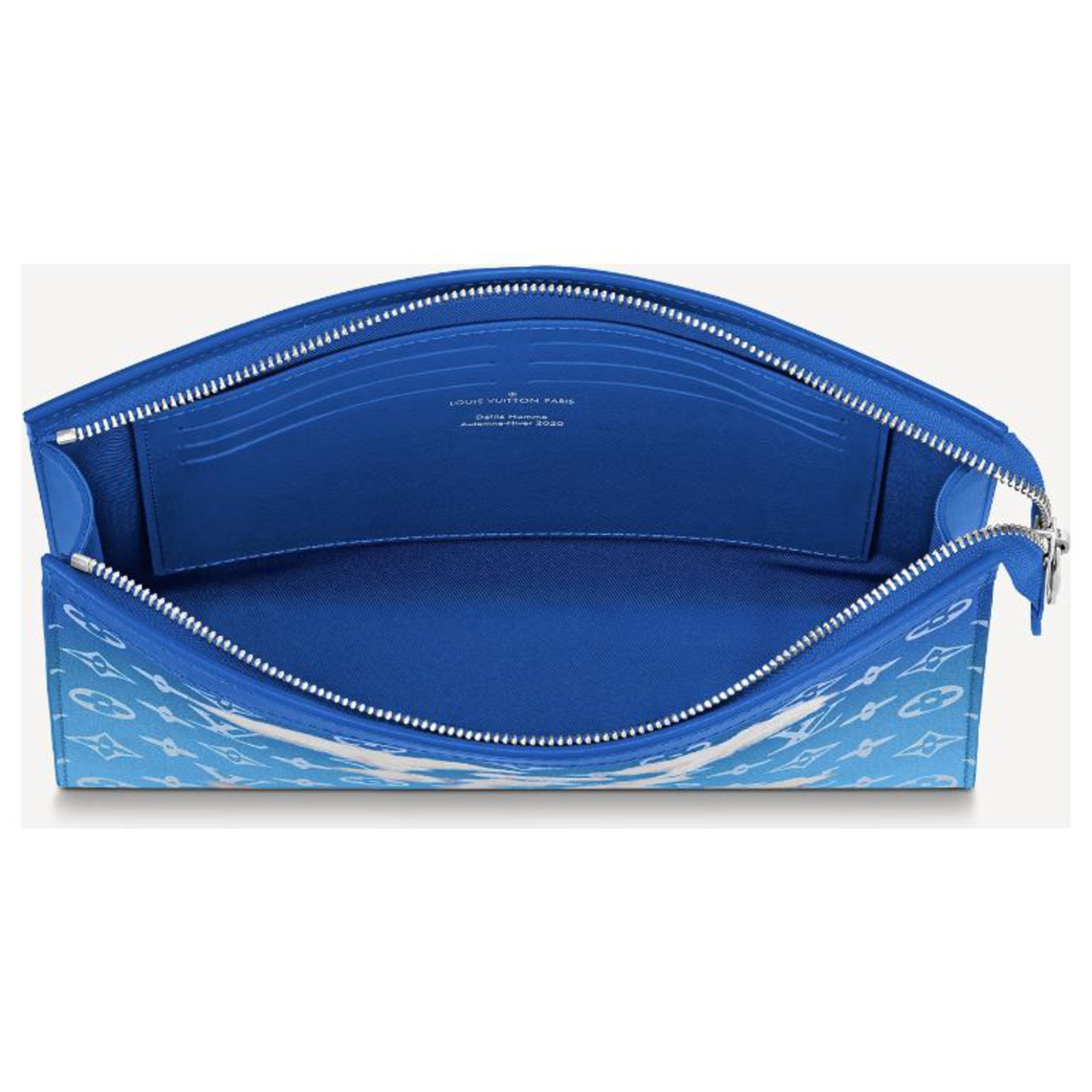 Paraguas Louis Vuitton, lona azul cielo, mango de cuero …